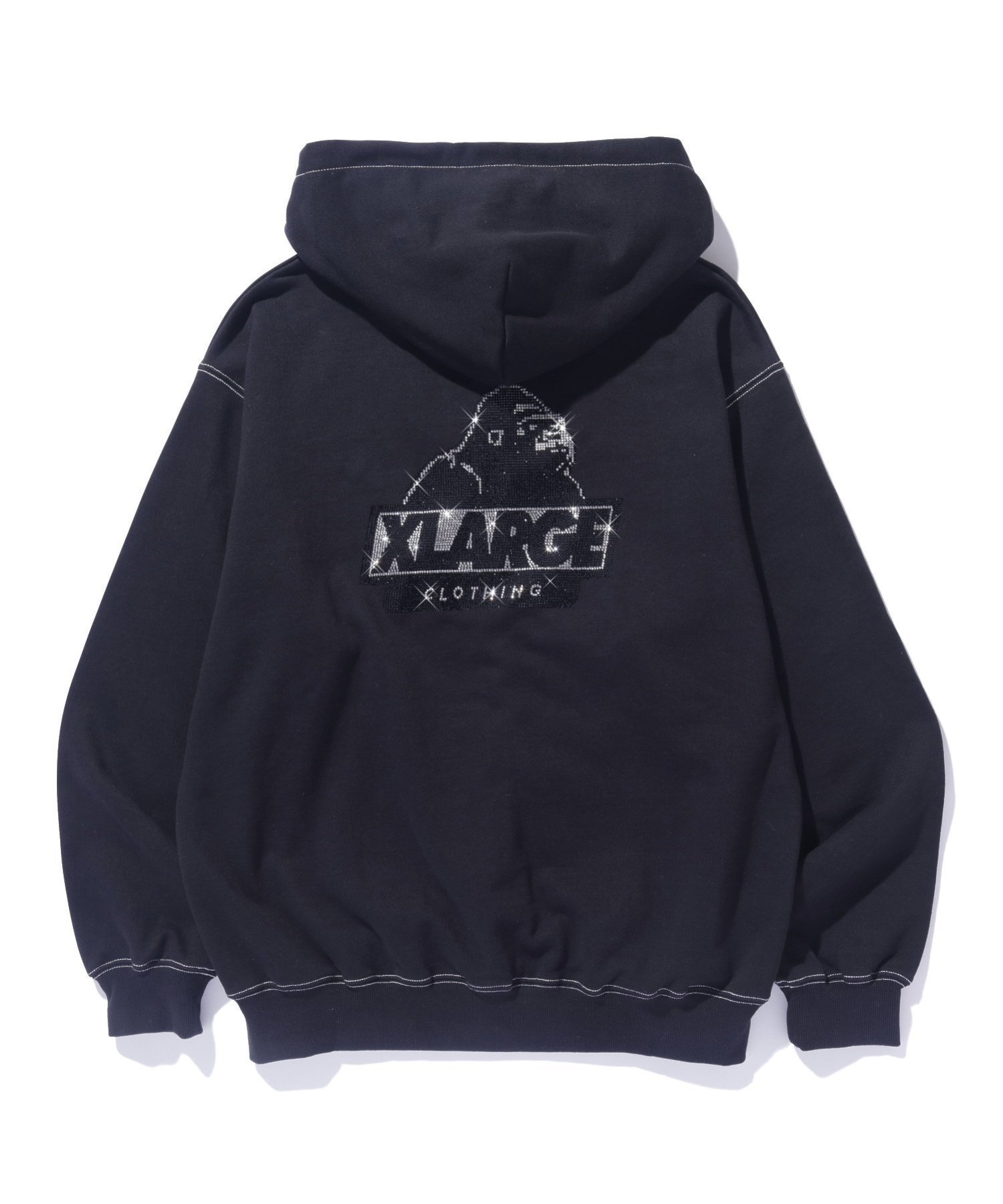 【エクストララージ/XLARGE / MEN】のRHINESTONE OG ZIP HOODED SWEATSHIRT インテリア・キッズ・メンズ・レディースファッション・服の通販 founy(ファニー) 　ファッション　Fashion　メンズファッション　Fashion for Men　トップス・カットソー　Cut & Sew Tops　パーカー・フーディー / カジュアルコーデ　Hoodies & Parkas　メンズシャツ　Shirts　グラフィック　Graphic, Graphic Design　コレクション　Collection, Seasonal Line　ストーン　Stone, Gem-Like　フロント　Front, Front Design　BLACK|ID: prp329100004651123 ipo3291000000033796688