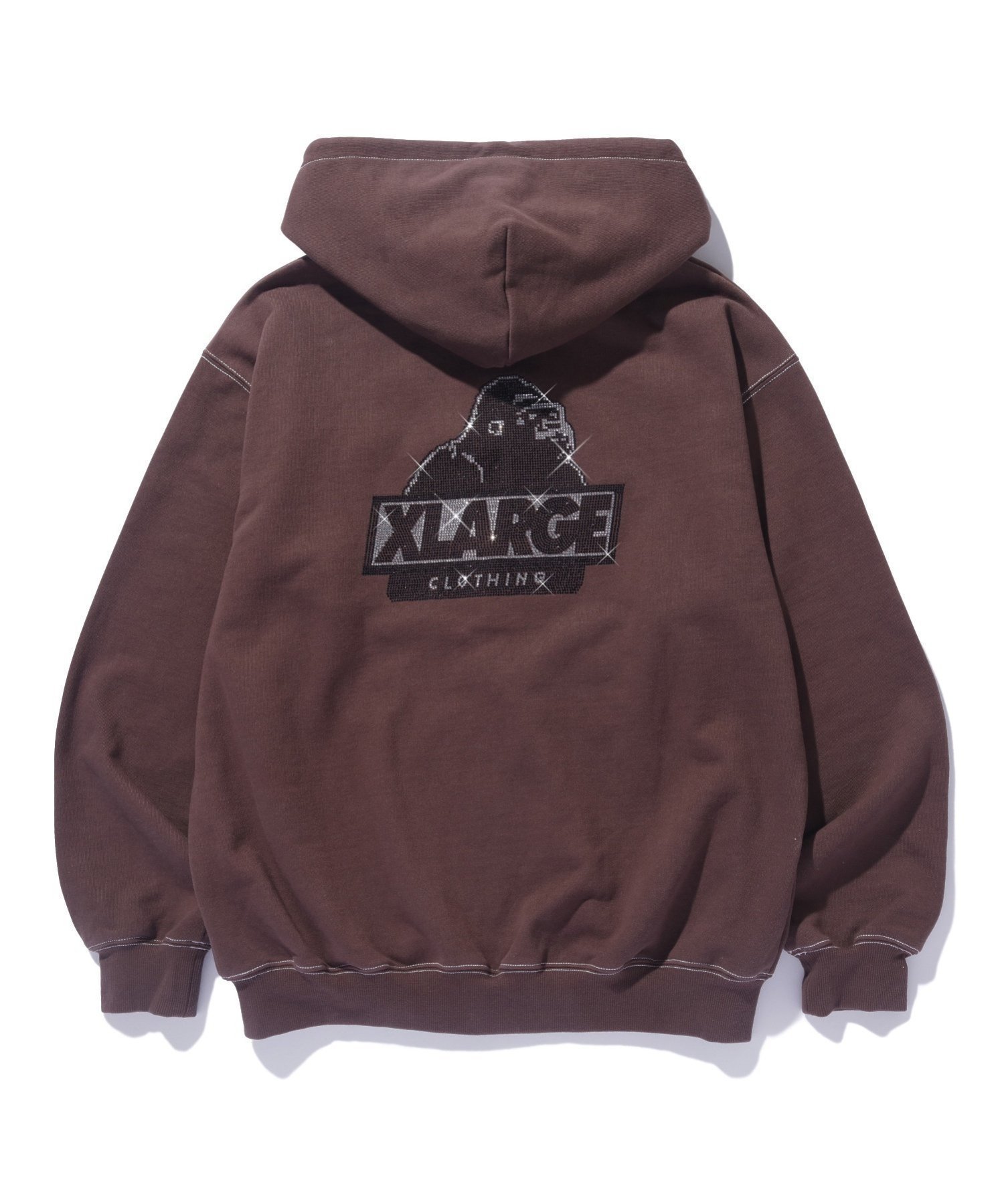 【エクストララージ/XLARGE / MEN】のRHINESTONE OG ZIP HOODED SWEATSHIRT インテリア・キッズ・メンズ・レディースファッション・服の通販 founy(ファニー) 　ファッション　Fashion　メンズファッション　Fashion for Men　トップス・カットソー　Cut & Sew Tops　パーカー・フーディー / カジュアルコーデ　Hoodies & Parkas　メンズシャツ　Shirts　グラフィック　Graphic, Graphic Design　コレクション　Collection, Seasonal Line　ストーン　Stone, Gem-Like　フロント　Front, Front Design　BROWN|ID: prp329100004651123 ipo3291000000033796690