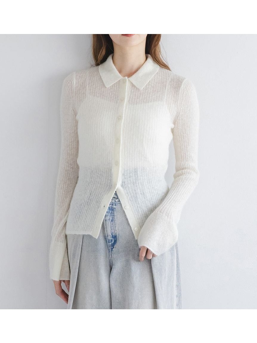 【スナイデル/SNIDEL】のシアーモヘヤポロニット インテリア・キッズ・メンズ・レディースファッション・服の通販 founy(ファニー) 　ファッション　Fashion　レディースファッション　Fashion for Women　トップス・カットソー　Cut & Sew Tops　ニット　Knit Tops & Sweaters　ウェーブ　Wavy Pattern　クラシカル　Classical, Vintage-Inspired　今季　This Season, Current Season　シアー　Sheer, See-Through　定番　Standard, Basic Item　フィット　Fit, Slim Fit　フレア　Flare, Flared　ボトム　Bottoms, Lower Wear　ロング　Long, Long-Length　冬　Winter / This Winter　おすすめ　Recommended / Our Picks　夏　Summer　IVR[003]|ID: prp329100004651156 ipo3291000000033605851