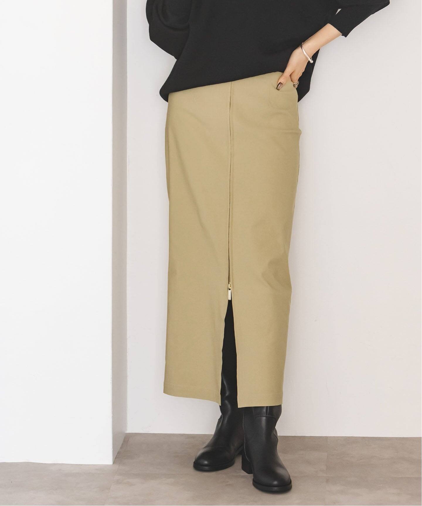 【ノーブル / スピック&スパン/NOBLE / Spick & Span】の《追加》RyNyコンフォートストレッチジップタイトスカート インテリア・キッズ・メンズ・レディースファッション・服の通販 founy(ファニー) 　ファッション　Fashion　レディースファッション　Fashion for Women　スカート　Skirts　再入荷　Restock / Back in Stock　ベージュ|ID: prp329100004651491 ipo3291000000033920699