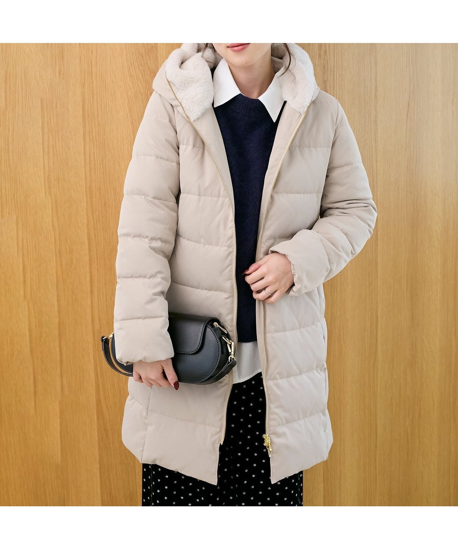 【ルクールブラン/le.coeur blanc】のファーフードロングダウン インテリア・キッズ・メンズ・レディースファッション・服の通販 founy(ファニー) 　ファッション　Fashion　レディースファッション　Fashion for Women　ダウン　Down, Puffer　グレージュ|ID: prp329100004651672 ipo3291000000034299485
