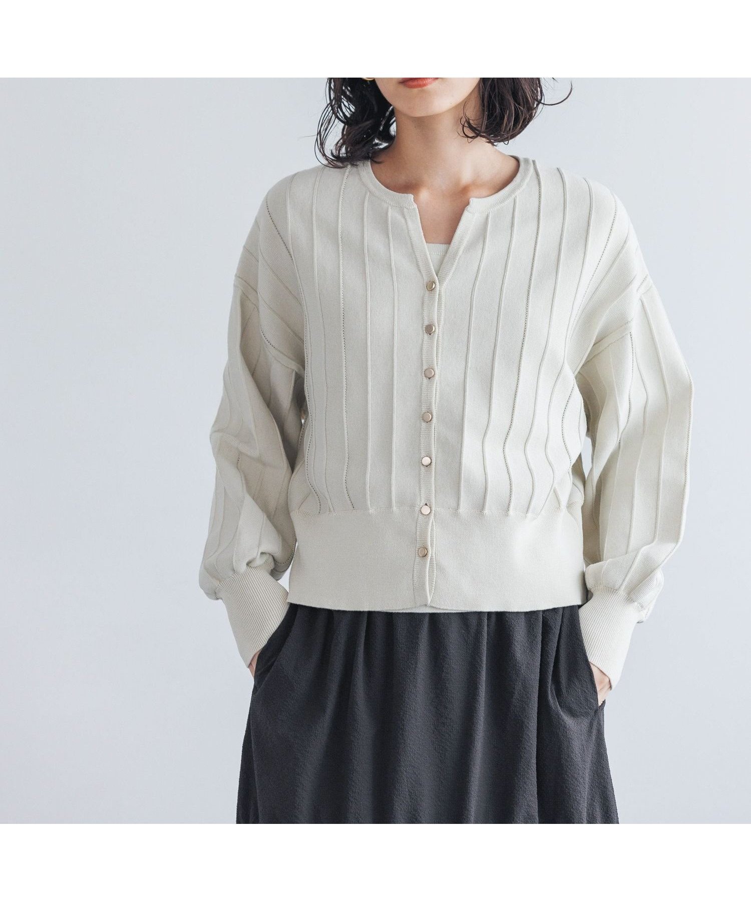 【アパートバイローリーズ/apart by lowrys】のアイレットアミショートカーディガン インテリア・キッズ・メンズ・レディースファッション・服の通販 founy(ファニー) 　ファッション　Fashion　レディースファッション　Fashion for Women　トップス・カットソー　Cut & Sew Tops　カーディガン・羽織り　Layered Style Cardigans　おすすめ　Recommended / Our Picks　アイレット　Eyelet Lace　アンサンブル　Ensemble Set　カーディガン　Cardigan, Knitwear　ショート　Short, Short Length　ストライプ　Stripe, Striped Pattern　タンク　Tank Top, Sleeveless Top　ツイスト　Tweed, Tweed Fabric　バランス　Balance, Style Balance　ランダム　Random, Irregular　ロング　Long, Long-Length　春　Spring　ナチュラル08|ID: prp329100004651739 ipo3291000000033613089