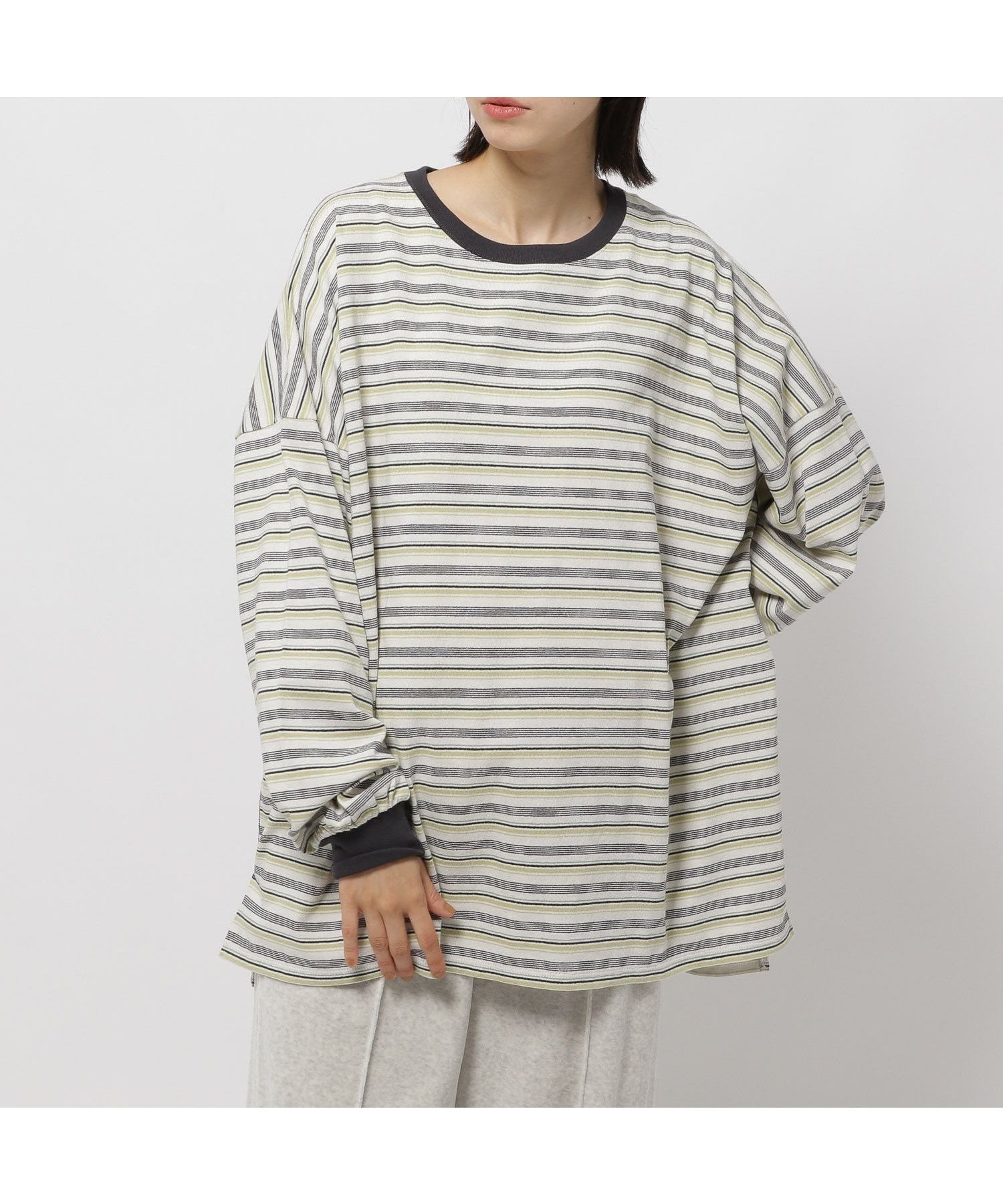 【ニコアンド/niko and】のCOLORマイスターロングTシャツ インテリア・キッズ・メンズ・レディースファッション・服の通販 founy(ファニー) 　ファッション　Fashion　レディースファッション　Fashion for Women　トップス・カットソー　Cut & Sew Tops　シャツ・ブラウス・オフィスカジュアル　Elegant Blouses & Button-Ups　ロングTシャツ・Tシャツ　Longline T-Shirts & Tees　おすすめ　Recommended / Our Picks　インナー　Innerwear　カーディガン　Cardigan, Knitwear　ジャケット　Jacket, Outerwear　スウェット / スエット　Sweatshirt, Sweatwear　チェック　Check, Plaid, Tartan　トレンド　Trend, Trending Now　ボーダー　Border, Stripe　リラックス　Relax, Relaxed Fit　ロング　Long, Long-Length　ワイド　Wide, Wide Fit　今季　This Season, Current Season　定番　Standard, Basic Item　無地　Plain, Solid Color　長袖　Long Sleeve, Full Sleeve　アイボリーボーダー|ID: prp329100004652367 ipo3291000000033620661