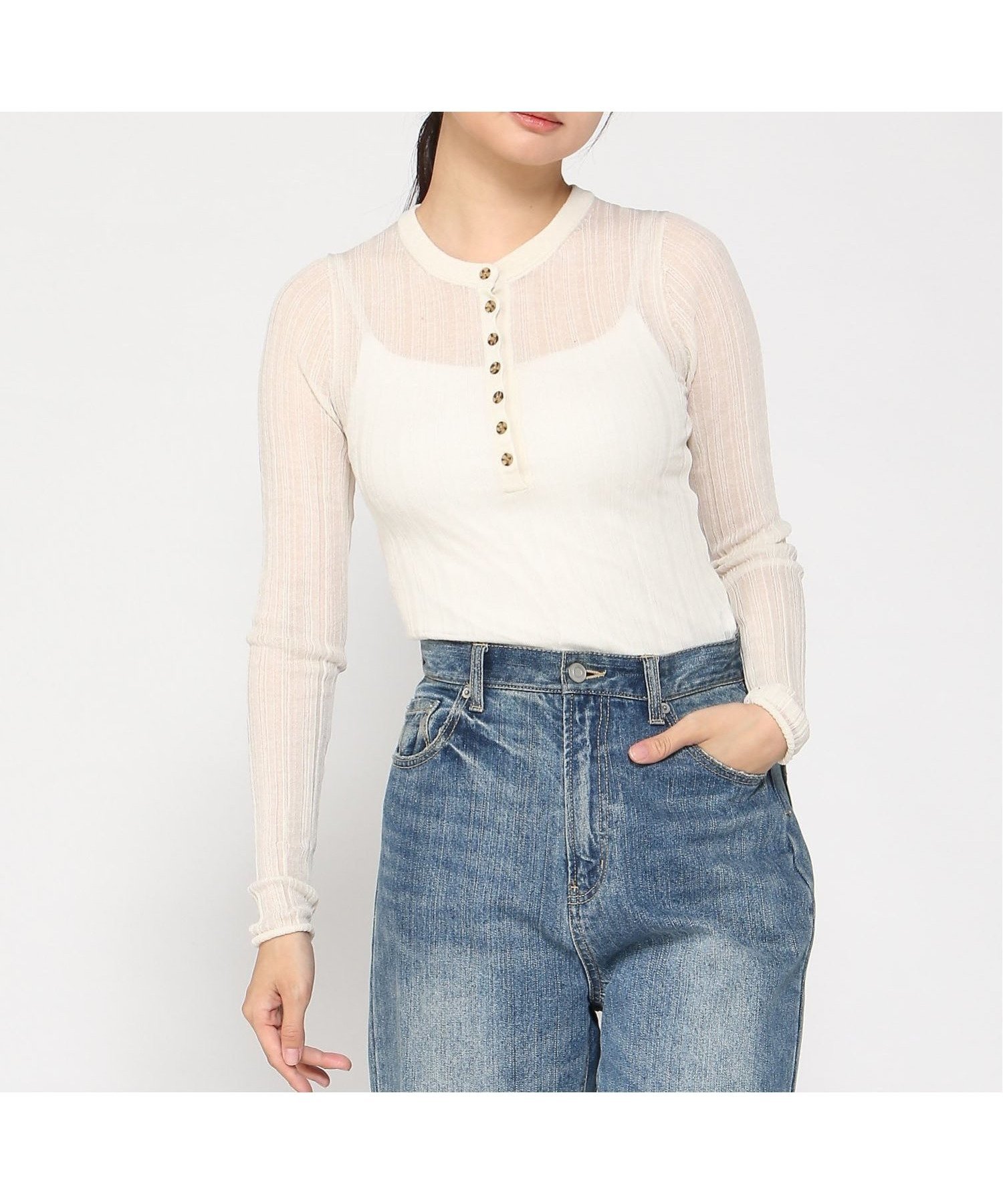 【ギャップ/GAP】のSHEER RIB HENLEY PO インテリア・キッズ・メンズ・レディースファッション・服の通販 founy(ファニー) 　ファッション　Fashion　レディースファッション　Fashion for Women　ショート　Short, Short Length　ストレッチ　Stretch, Stretchy Fabric　フィット　Fit, Slim Fit　長袖　Long Sleeve, Full Sleeve　CHINO|ID: prp329100004652371 ipo3291000000033620743