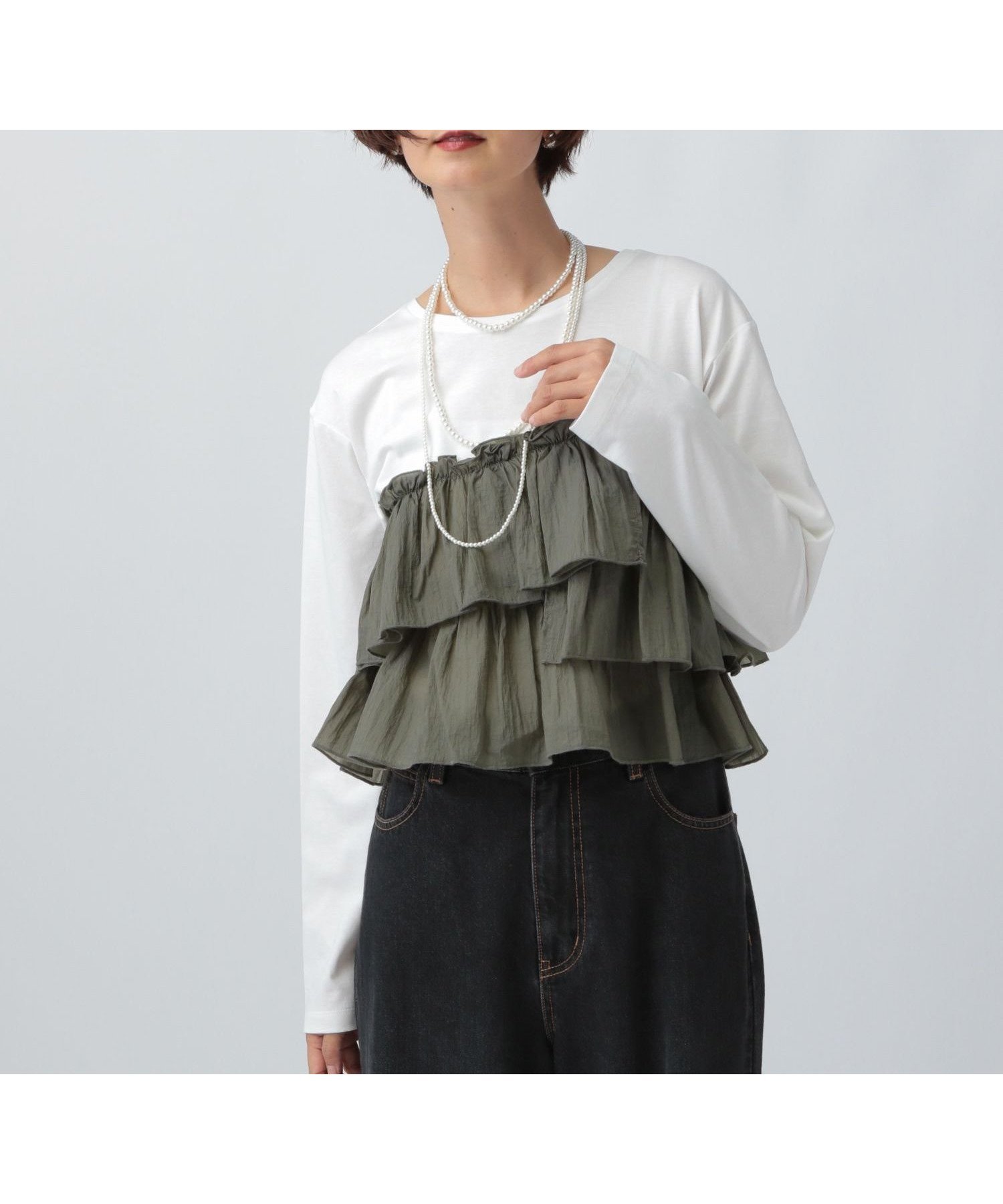 【レプシィム ローリーズファーム/LEPSIM LOWRYS FARM】のアソートドッキング長袖プルオーバー2 人気、トレンドファッション・服の通販 founy(ファニー) 　ファッション　Fashion　レディースファッション　Fashion for Women　トップス・カットソー　Cut & Sew Tops　カジュアルプルオーバー・ニットトップス　Pullovers & Knit Tops / Casual Pullovers　おすすめ　Recommended / Our Picks　スラックス　Slacks, Dress Pants　デニム　Denim, Jeans Material　トレンド　Trend, Trending Now　ドッキング　Docking, Mixed Material　フェミニン　Feminine, Girly　フリル　Frill, Ruffle　長袖　Long Sleeve, Full Sleeve　 other-1|ID: prp329100004652395 ipo3291000000033795237