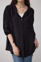 【アズール バイ マウジー/AZUL by moussy】のフード付きボタンシャツ 人気、トレンドファッション・服の通販 founy(ファニー) ファッション Fashion レディースファッション Fashion for Women トップス・カットソー Cut & Sew Tops シャツ・ブラウス・オフィスカジュアル Elegant Blouses & Button-Ups おすすめ Recommended / Our Picks ジャケット Jacket, Outerwear タンク Tank Top, Sleeveless Top トレンド Trend, Trending Now ワッシャー Washer, Crinkled Finish 羽織 Haori, Light Jacket thumbnail BLK|ID: prp329100004652514 ipo3291000000033622046