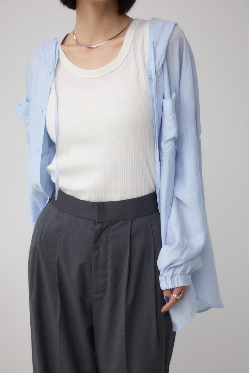 【アズール バイ マウジー/AZUL by moussy】のフード付きボタンシャツ インテリア・キッズ・メンズ・レディースファッション・服の通販 founy(ファニー) 　ファッション　Fashion　レディースファッション　Fashion for Women　トップス・カットソー　Cut & Sew Tops　シャツ・ブラウス・オフィスカジュアル　Elegant Blouses & Button-Ups　おすすめ　Recommended / Our Picks　ジャケット　Jacket, Outerwear　タンク　Tank Top, Sleeveless Top　トレンド　Trend, Trending Now　ワッシャー　Washer, Crinkled Finish　羽織　Haori, Light Jacket　BLU|ID: prp329100004652514 ipo3291000000033622049