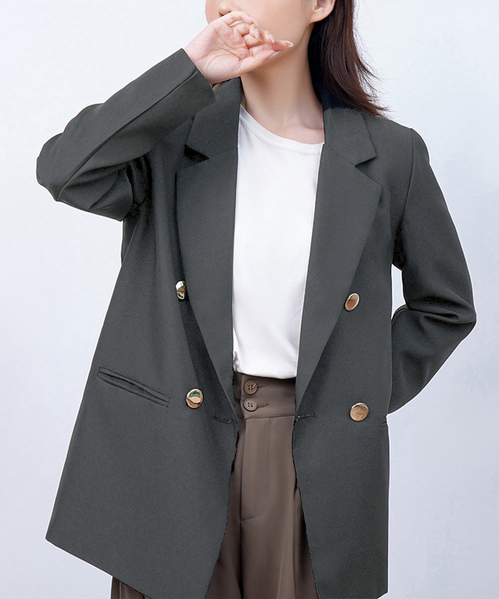 【ミニミニストア/miniministore】のダブルボタンテーラードジャケットミドル丈 インテリア・キッズ・メンズ・レディースファッション・服の通販 founy(ファニー) 　ファッション　Fashion　レディースファッション　Fashion for Women　アウター　Coat / Outerwear Collection　レディースジャケット・軽アウター　Jackets　テーラードジャケット / 通勤・きれいめスタイル　Tailored Jackets & Blazers　イエロー　Yellow　オケージョン　Occasion Wear　ジャケット　Jacket, Outerwear　長袖　Long Sleeve, Full Sleeve　フォーマル　Formal, Dressy　ベーシック　Basic, Essential　ポケット　Pocket, Pocket Detail　羽織　Haori, Light Jacket　無地　Plain, Solid Color　入学式　Entrance Ceremony　卒業式　Graduation Ceremony　ビジネス 仕事 通勤　Business / Work / Commuting　チャコールグレー|ID: prp329100004652871 ipo3291000000033625236