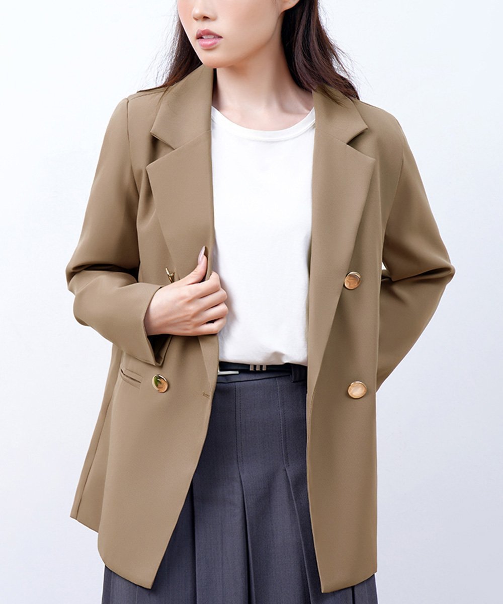 【ミニミニストア/miniministore】のダブルボタンテーラードジャケットミドル丈 インテリア・キッズ・メンズ・レディースファッション・服の通販 founy(ファニー) 　ファッション　Fashion　レディースファッション　Fashion for Women　アウター　Coat / Outerwear Collection　レディースジャケット・軽アウター　Jackets　テーラードジャケット / 通勤・きれいめスタイル　Tailored Jackets & Blazers　イエロー　Yellow　オケージョン　Occasion Wear　ジャケット　Jacket, Outerwear　長袖　Long Sleeve, Full Sleeve　フォーマル　Formal, Dressy　ベーシック　Basic, Essential　ポケット　Pocket, Pocket Detail　羽織　Haori, Light Jacket　無地　Plain, Solid Color　入学式　Entrance Ceremony　卒業式　Graduation Ceremony　ビジネス 仕事 通勤　Business / Work / Commuting　モカ|ID: prp329100004652871 ipo3291000000033625244