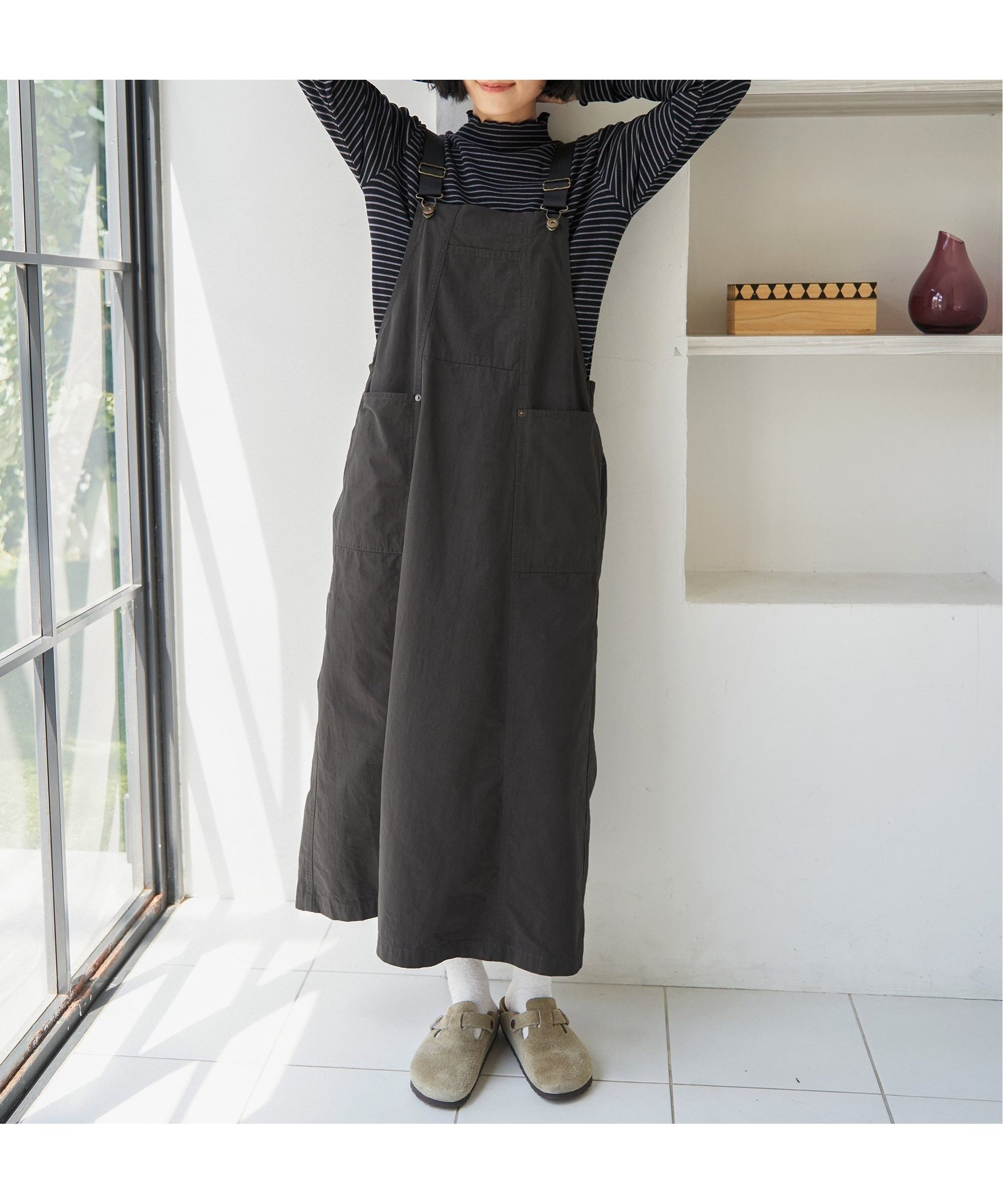 【エルビーシー/LBC】のコットンツイルワークジャンスカ インテリア・キッズ・メンズ・レディースファッション・服の通販 founy(ファニー)  ファッション Fashion レディースファッション Fashion for Women インナー Innerwear カットソー Cut and Sewn Top サスペンダー Suspenders, Braces タートル Turtleneck, Turtle Collar ロング Long, Long-Length ワーク Workwear, Utility Style チャコール|ID: prp329100004652886 ipo3291000000034109883