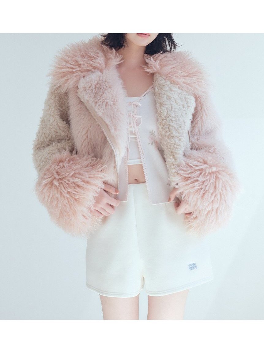 【ファーファー/FURFUR】のエコファーライダースジャケット インテリア・キッズ・メンズ・レディースファッション・服の通販 founy(ファニー) 　ファッション　Fashion　レディースファッション　Fashion for Women　アウター　Coat / Outerwear Collection　レディースジャケット・軽アウター　Jackets　ライダースジャケット / レザースタイル　Riders Jackets & Biker Style　ボトム　Bottoms, Lower Wear　ロング　Long, Long-Length　ワイド　Wide, Wide Fit　PNK[066]|ID: prp329100004652923 ipo3291000000033625552