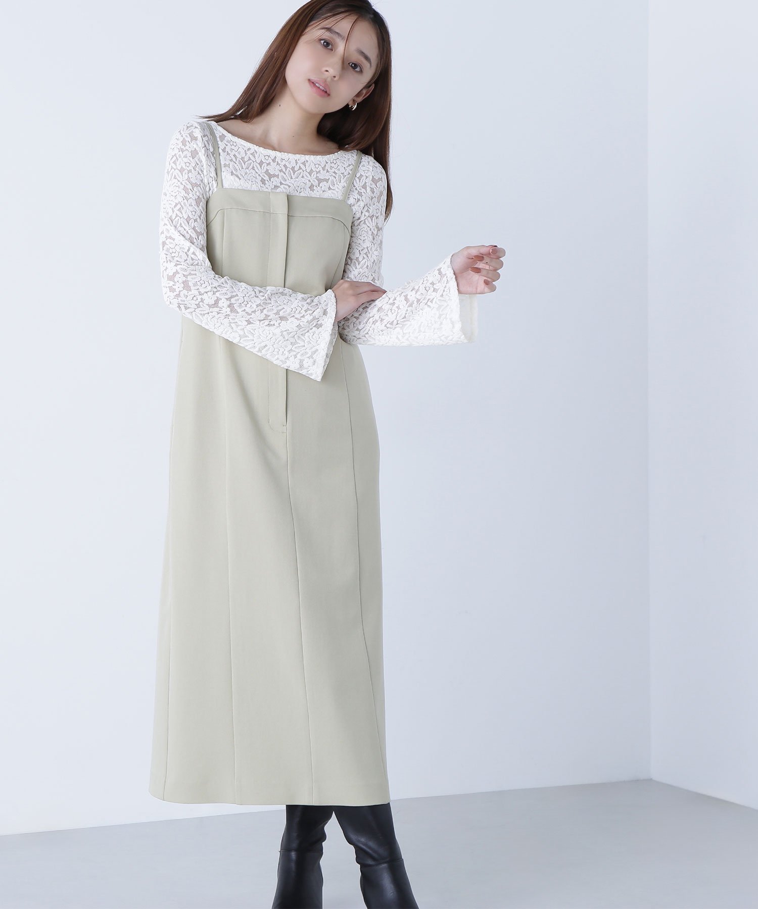 【ナチュラル ビューティー ベーシック/NATURAL BEAUTY BASIC】のキャミワンピース インテリア・キッズ・メンズ・レディースファッション・服の通販 founy(ファニー) 　ファッション　Fashion　レディースファッション　Fashion for Women　ワンピース　Dresses　キャミソールワンピース　Camisole Dresses　キャミワンピース　Cami Dress, Slip Dress　シェイプ　Shape, Slim Fit　ショート　Short, Short Length　ジャケット　Jacket, Outerwear　セットアップ　Set-Up, Coordinated Outfit　センター　Center, Center Line　エレガント 上品　Elegant　無地　Plain, Solid Color　クレイイエロー|ID: prp329100004653020 ipo3291000000033627007