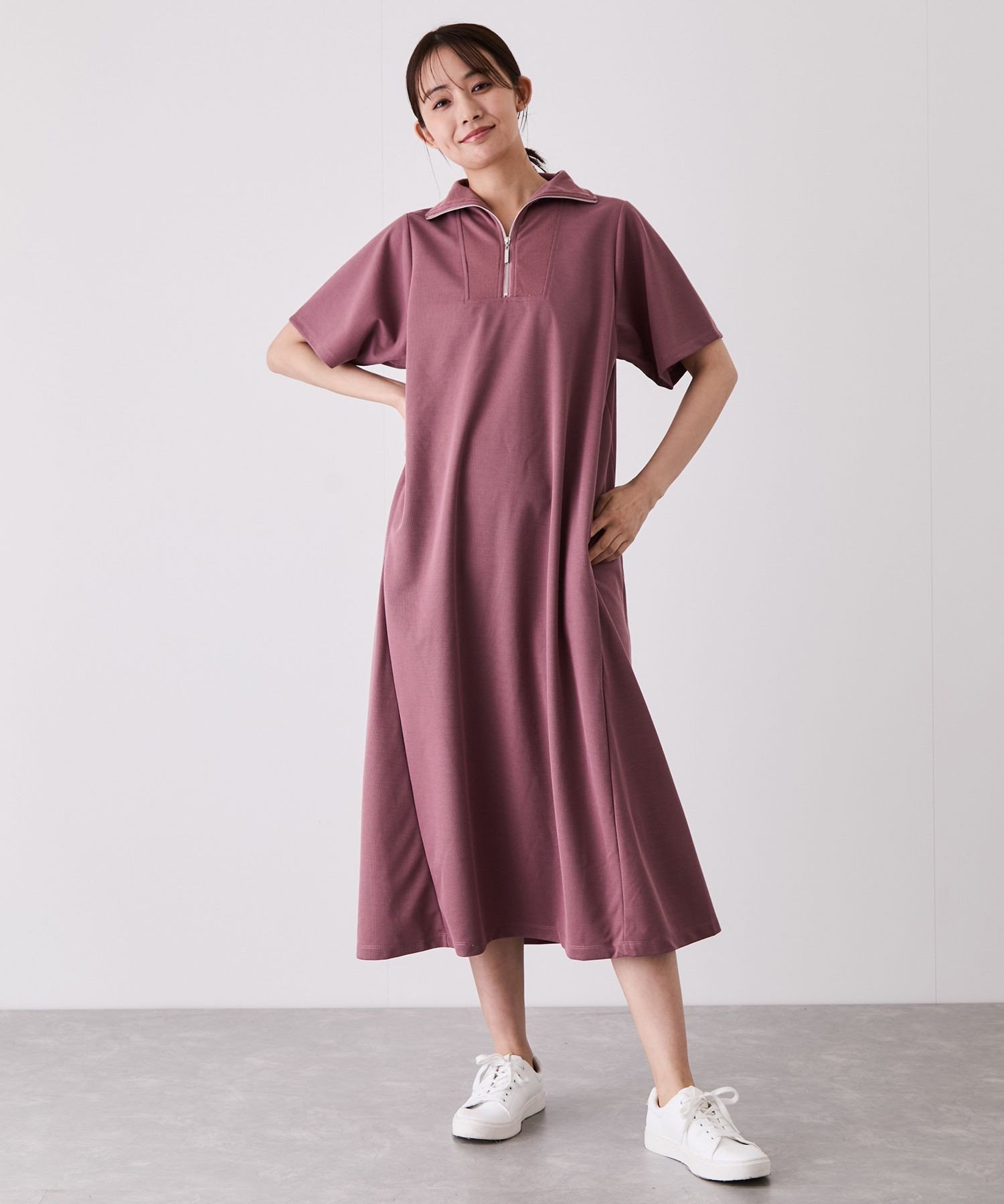 【ジャイロ/JAYRO】のハーフジップワンピース インテリア・キッズ・メンズ・レディースファッション・服の通販 founy(ファニー) 　ファッション　Fashion　レディースファッション　Fashion for Women　ワンピース　Dresses　春　Spring　サンダル　Sandals, Summer Shoes　シンプル　Simple, Minimal　ジップ　Zip, Zipper　スニーカー　Sneakers, Trainers　トレンド　Trend, Trending Now　ポケット　Pocket, Pocket Detail　楽ちん　Easy Fit, Comfortable　S/S・春夏　SS, Spring/Summer, Warm Season　夏　Summer　ピンク(63)|ID: prp329100004653029 ipo3291000000033880674