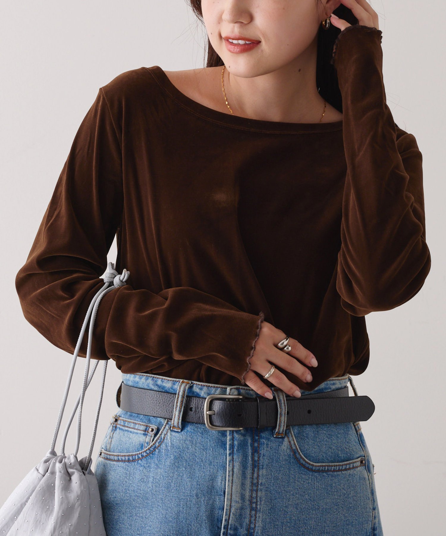 【チャオパニックティピー/CIAOPANIC TYPY】の【WEB限定】シアーフロッキーベロア見えメロートップス インテリア・キッズ・メンズ・レディースファッション・服の通販 founy(ファニー) 　ファッション　Fashion　レディースファッション　Fashion for Women　トップス・カットソー　Cut & Sew Tops　ベロアトップス　Velour Tops / Velvet-Look Items　インナー　Innerwear　コンパクト　Compact, Small Size　サロペット　Overalls, Salopette　スラックス　Slacks, Dress Pants　デニム　Denim, Jeans Material　フィット　Fit, Slim Fit　フレア　Flare, Flared　ベロア　Velour, Soft Velvet　ベーシック　Basic, Essential　メッシュ　Mesh, Net Fabric　ルーズ　Loose, Oversized　ワイド　Wide, Wide Fit　A/W・秋冬　Autumn/Winter　おすすめ　Recommended / Our Picks　ブラウン|ID: prp329100004653039 ipo3291000000034643791