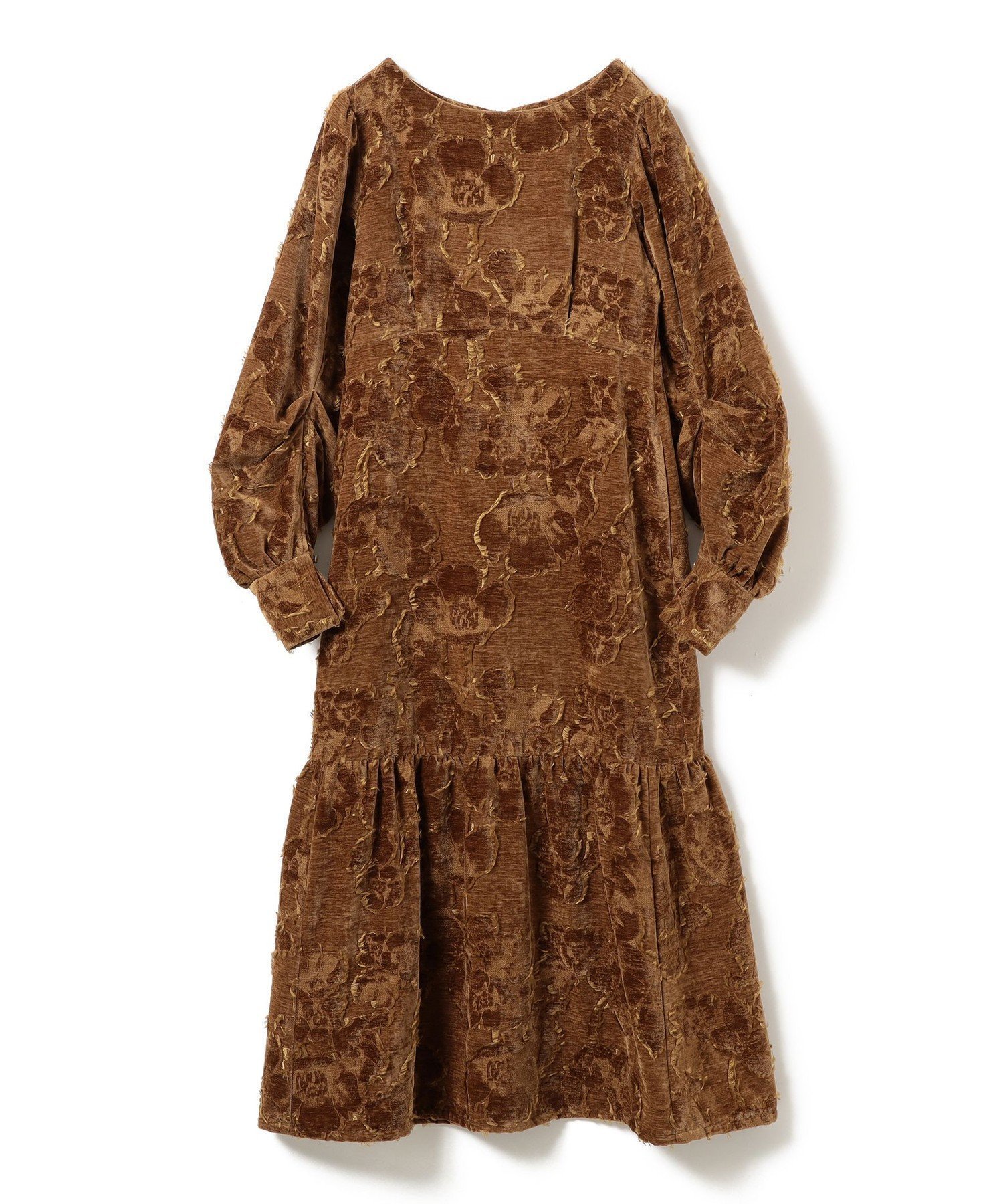 【ビームス ウイメン/BEAMS】のRBS / ジャガード ベルベット ワンピース インテリア・キッズ・メンズ・レディースファッション・服の通販 founy(ファニー) 　ファッション　Fashion　レディースファッション　Fashion for Women　ワンピース　Dresses　カーディガン　Cardigan, Knitwear　ギャザー　Gathered, Ruffled　フリンジ　Fringe, Tassel　ベルベット　Velvet, Velvety　マーメイド　Mermaid, Fishtail Silhouette　モチーフ　Motif, Design Theme　ロング　Long, Long-Length　おすすめ　Recommended / Our Picks　CAMEL|ID: prp329100004653387 ipo3291000000033829376