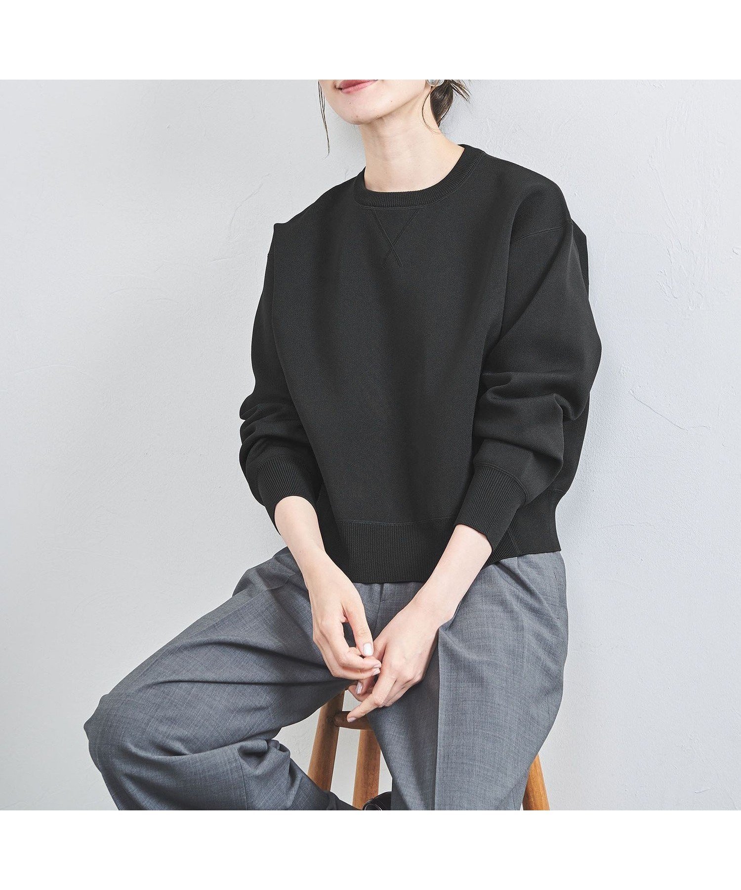 【ユナイテッドアローズ/UNITED ARROWS】のCOMFY スウェットライク プルオーバー インテリア・キッズ・メンズ・レディースファッション・服の通販 founy(ファニー) 　ファッション　Fashion　レディースファッション　Fashion for Women　トップス・カットソー　Cut & Sew Tops　レディースパーカー・カジュアルフーディー　Casual Hoodies & Sweatshirts　カジュアルプルオーバー・ニットトップス　Pullovers & Knit Tops / Casual Pullovers　スウェット・クルーネックトップス　Sweatshirts & Crewnecks / Relaxed Fit Sweat Tops　コンパクト　Compact, Small Size　スウェット / スエット　Sweatshirt, Sweatwear　デニム　Denim, Jeans Material　フレア　Flare, Flared　ワイド　Wide, Wide Fit　軽量　Lightweight, Ultra Light　BLACK|ID: prp329100004653503 ipo3291000000033634601