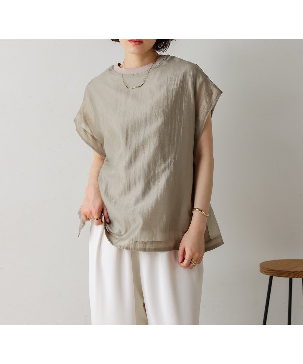 【バブ ブージュルード/Bab Bou Jeloud】のシアーカットドッキングサイドボタンプルオーバー インテリア・キッズ・メンズ・レディースファッション・服の通販 founy(ファニー) 　ファッション　Fashion　レディースファッション　Fashion for Women　トップス・カットソー　Cut & Sew Tops　カジュアルプルオーバー・ニットトップス　Pullovers & Knit Tops / Casual Pullovers　インナー　Innerwear　カットソー　Cut and Sewn Top　シアー　Sheer, See-Through　ドッキング　Docking, Mixed Material　再入荷　Restock / Back in Stock　夏　Summer　グレージュ|ID: prp329100004653592 ipo3291000000033635628