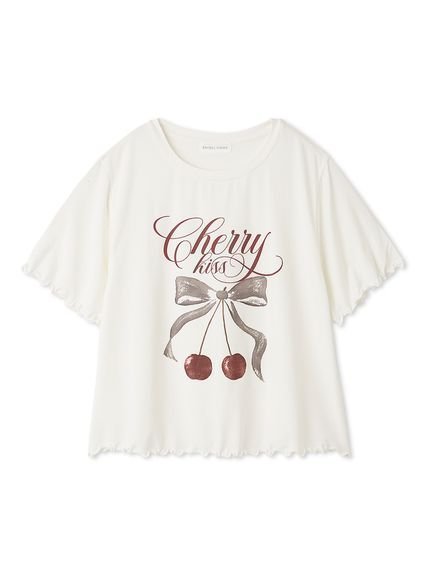 【スナイデル ホーム/SNIDEL HOME】の【接触冷感】チェリーシリーズTシャツ インテリア・キッズ・メンズ・レディースファッション・服の通販 founy(ファニー) 　ファッション　Fashion　レディースファッション　Fashion for Women　トップス・カットソー　Cut & Sew Tops　シャツ・ブラウス・オフィスカジュアル　Elegant Blouses & Button-Ups　ロングTシャツ・Tシャツ　Longline T-Shirts & Tees　カーディガン　Cardigan, Knitwear　ガーリー　Girly, Feminine Style　ショート　Short, Short Length　チェリー　Cherry, Cherry Pattern　パジャマ　Pajamas, Sleepwear　フリル　Frill, Ruffle　プリント　Print, Printed Pattern　リボン　Ribbon, Bow　ロング　Long, Long-Length　IVR[003]|ID: prp329100004653645 ipo3291000000033799756