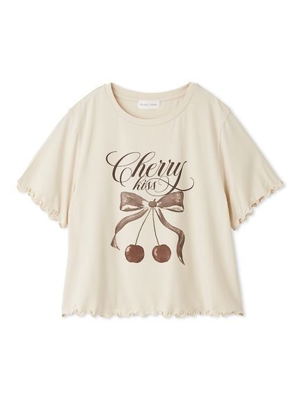【スナイデル ホーム/SNIDEL HOME】の【接触冷感】チェリーシリーズTシャツ インテリア・キッズ・メンズ・レディースファッション・服の通販 founy(ファニー) 　ファッション　Fashion　レディースファッション　Fashion for Women　トップス・カットソー　Cut & Sew Tops　シャツ・ブラウス・オフィスカジュアル　Elegant Blouses & Button-Ups　ロングTシャツ・Tシャツ　Longline T-Shirts & Tees　カーディガン　Cardigan, Knitwear　ガーリー　Girly, Feminine Style　ショート　Short, Short Length　チェリー　Cherry, Cherry Pattern　パジャマ　Pajamas, Sleepwear　フリル　Frill, Ruffle　プリント　Print, Printed Pattern　リボン　Ribbon, Bow　ロング　Long, Long-Length　BEG[037]|ID: prp329100004653645 ipo3291000000033799758