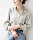 【シップス フォー ウィメン/SHIPS】のSHIPS any 洗濯機可能 サテン フリル カラー リボン シャツ ブラウス ライトグレー|ID: prp329100004653647 ipo3291000000034937357