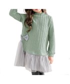 【その他のブランド/Other】のチュール切替えワンピース リボン 編み模様 子供服 キッズ 女の子 Bee ミント|ID: prp329100004653654 ipo3291000000034119622