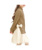 【その他のブランド/Other】のチュール切替えワンピース リボン 編み模様 子供服 キッズ 女の子 Bee ブラウン|ID: prp329100004653654 ipo3291000000034119624