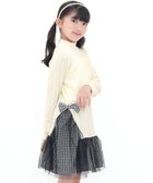 【その他のブランド/Other】のチュール切替えワンピース リボン 編み模様 子供服 キッズ 女の子 Bee アイボリー×ブラックチェック|ID: prp329100004653654 ipo3291000000034119627