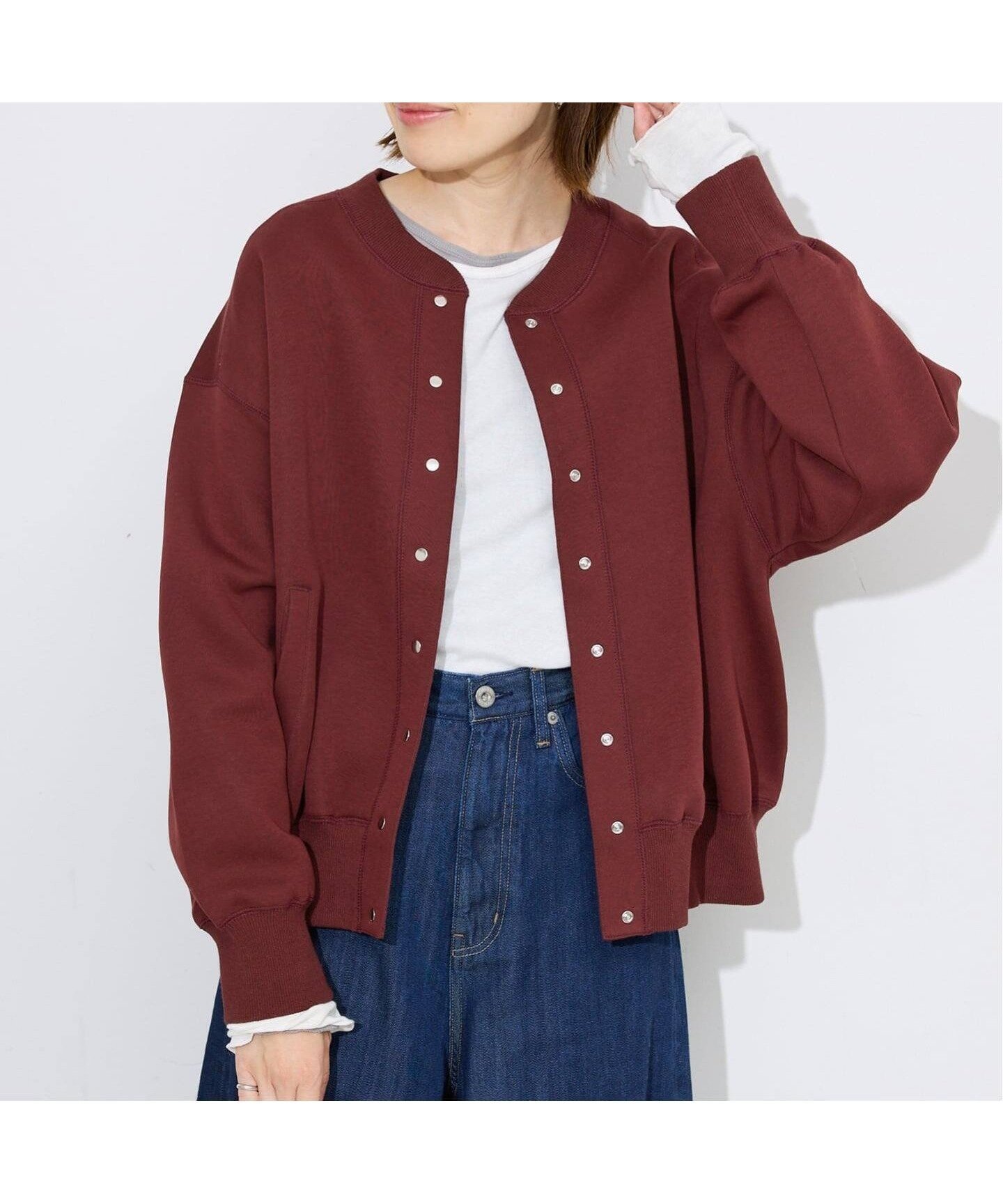 【スローブ イエナ/SLOBE IENA】のダンボールクルーネックカーディガン インテリア・キッズ・メンズ・レディースファッション・服の通販 founy(ファニー) 　ファッション　Fashion　レディースファッション　Fashion for Women　トップス・カットソー　Cut & Sew Tops　カーディガン・羽織り　Layered Style Cardigans　ボルドー|ID: prp329100004653674 ipo3291000000033636535
