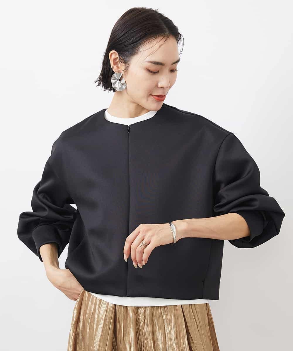 【ミッシェルクラン/MICHEL KLEIN】の2WAYジップカーデプルオーバー 人気、トレンドファッション・服の通販 founy(ファニー) 　ファッション　Fashion　レディースファッション　Fashion for Women　トップス・カットソー　Cut & Sew Tops　カジュアルプルオーバー・ニットトップス　Pullovers & Knit Tops / Casual Pullovers　カットソー　Cut and Sewn Top　サテン　Satin, Glossy Fabric　ストレッチ　Stretch, Stretchy Fabric　フロント　Front, Front Design　ボトム　Bottoms, Lower Wear　ポケット　Pocket, Pocket Detail　ワイド　Wide, Wide Fit　エレガント 上品　Elegant　洗える　Machine Washable　 other-1|ID: prp329100004653687 ipo3291000000033636628