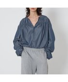 【ユナイテッドアローズ/UNITED ARROWS】のASTRAET デニムライク ギャザー ノーカラーブラウス NAVY|ID:prp329100004653787