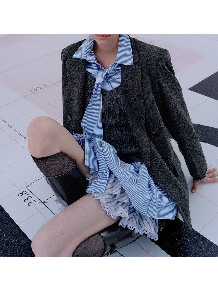 【スナイデル/SNIDEL】のシャツコンビチュニック 人気、トレンドファッション・服の通販 founy(ファニー) 　ファッション　Fashion　レディースファッション　Fashion for Women　トップス・カットソー　Cut & Sew Tops　シャツ・ブラウス・オフィスカジュアル　Elegant Blouses & Button-Ups　ウェーブ　Wavy Pattern　ストライプ　Stripe, Striped Pattern　ストレート　Straight, Straight Cut　トレンド　Trend, Trending Now　プリーツ　Pleats, Pleated　無地　Plain, Solid Color　レギンス　Leggings, Stretch Pants　レース　Lace, Lace Fabric　おすすめ　Recommended / Our Picks　エレガント 上品　Elegant　 other-1|ID: prp329100004653834 ipo3291000000033638306