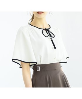 【ミッシュマッシュ/MISCH MASCH】の配色フレアスリーブブラウス 人気、トレンドファッション・服の通販 founy(ファニー) ファッション Fashion レディースファッション Fashion for Women トップス・カットソー Cut & Sew Tops シャツ・ブラウス・オフィスカジュアル Elegant Blouses & Button-Ups ギャザー Gathered, Ruffled スリーブ Sleeve, Long Sleeve / Short Sleeve パイピング Piping, Trim Design パール Pearl, Pearl Accent フレア Flare, Flared フロント Front, Front Design ヨーク Yoke, Yoke Design リボン Ribbon, Bow エレガント 上品 Elegant |ID:prp329100004653846