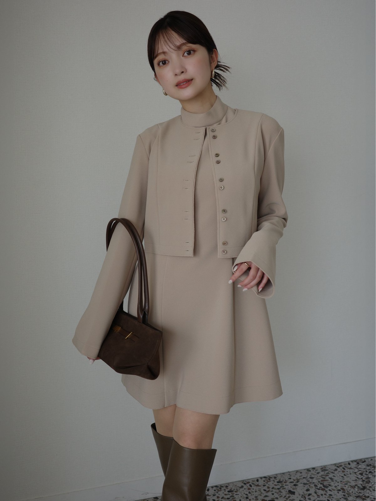 【アニュアンス/anuans】のカットジョーゼットショートカーディガン インテリア・キッズ・メンズ・レディースファッション・服の通販 founy(ファニー) 　ファッション　Fashion　レディースファッション　Fashion for Women　トップス・カットソー　Cut & Sew Tops　カーディガン・羽織り　Layered Style Cardigans　カーディガン　Cardigan, Knitwear　コンパクト　Compact, Small Size　ジャケット　Jacket, Outerwear　ジョーゼット　Georgette, Semi-Sheer Fabric　バランス　Balance, Style Balance　BEIGE|ID: prp329100004653868 ipo3291000000033638660