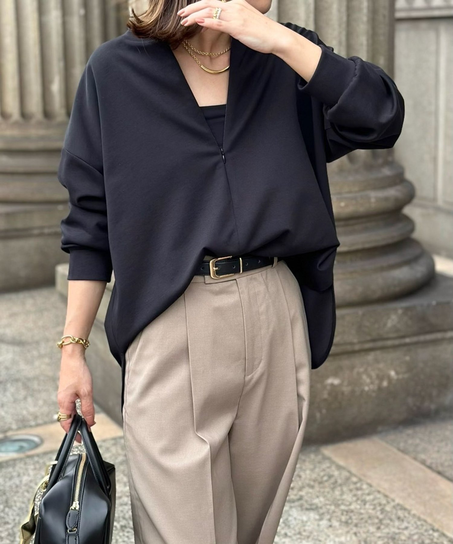 【スタイルドア/STYLEDOOR】のライトダンボールフロント2wayロングスリーブプルオーバー 人気、トレンドファッション・服の通販 founy(ファニー)  ファッション Fashion レディースファッション Fashion for Women トップス・カットソー Cut & Sew Tops カジュアルプルオーバー・ニットトップス Pullovers & Knit Tops / Casual Pullovers カットソー Cut and Sewn Top キャミソール Camisole, Spaghetti Strap Top シンプル Simple, Minimal スリット Slit, Slit Detail タンク Tank Top, Sleeveless Top デニム Denim, Jeans Material 長袖 Long Sleeve, Full Sleeve フロント Front, Front Design ボトム Bottoms, Lower Wear エレガント 上品 Elegant  other-1|ID: prp329100004653870 ipo3291000000033895317