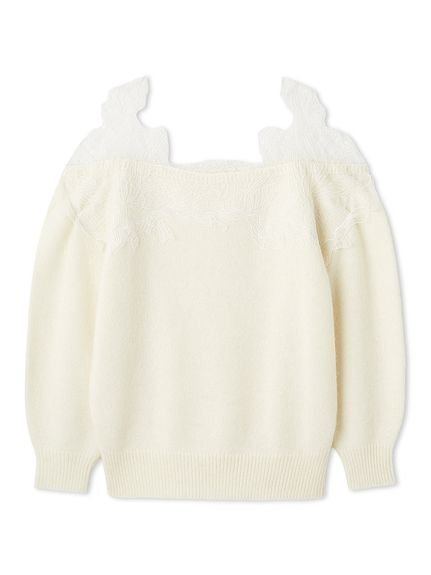 【スナイデル/SNIDEL】のレーストリミングニットプルオーバー インテリア・キッズ・メンズ・レディースファッション・服の通販 founy(ファニー) 　ファッション　Fashion　レディースファッション　Fashion for Women　トップス・カットソー　Cut & Sew Tops　ニット　Knit Tops & Sweaters　カジュアルプルオーバー・ニットトップス　Pullovers & Knit Tops / Casual Pullovers　おすすめ　Recommended / Our Picks　ショルダー　Shoulder, Shoulder Strap　ストレート　Straight, Straight Cut　デコルテ　Décolleté, Neckline　ドッキング　Docking, Mixed Material　リーフ　Leaf, Botanical Leaf　レース　Lace, Lace Fabric　OWHT[002]|ID: prp329100004653875 ipo3291000000033638734