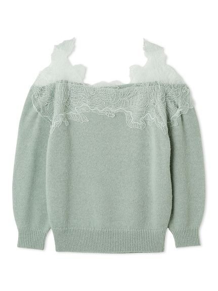 【スナイデル/SNIDEL】のレーストリミングニットプルオーバー インテリア・キッズ・メンズ・レディースファッション・服の通販 founy(ファニー) 　ファッション　Fashion　レディースファッション　Fashion for Women　トップス・カットソー　Cut & Sew Tops　ニット　Knit Tops & Sweaters　カジュアルプルオーバー・ニットトップス　Pullovers & Knit Tops / Casual Pullovers　おすすめ　Recommended / Our Picks　ショルダー　Shoulder, Shoulder Strap　ストレート　Straight, Straight Cut　デコルテ　Décolleté, Neckline　ドッキング　Docking, Mixed Material　リーフ　Leaf, Botanical Leaf　レース　Lace, Lace Fabric　MNT[021]|ID: prp329100004653875 ipo3291000000033638737