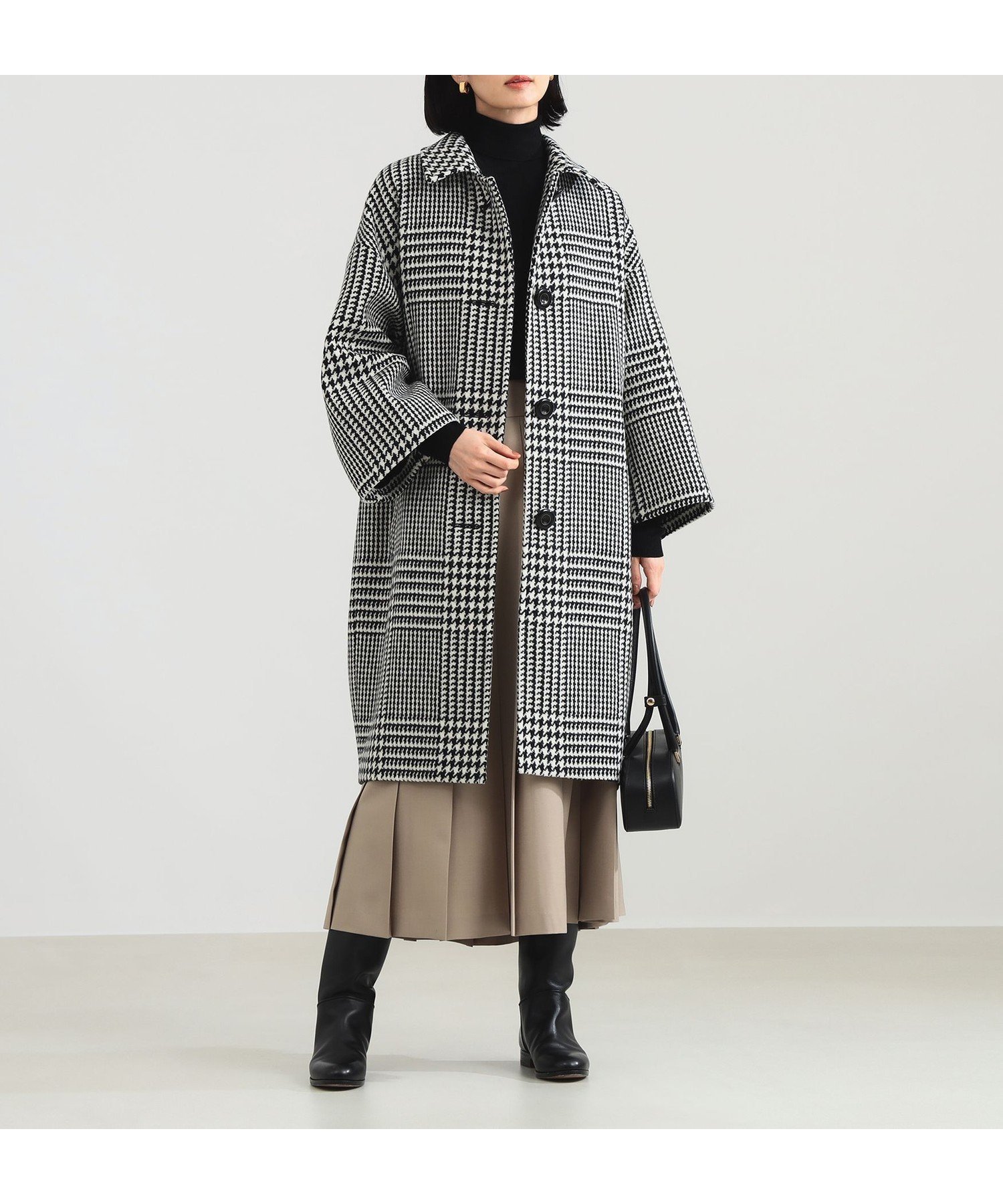 【デミルクス ビームス/Demi-Luxe BEAMS】のMACKINTOSH / COLIIN グレンチェック コート インテリア・キッズ・メンズ・レディースファッション・服の通販 founy(ファニー) 　ファッション　Fashion　レディースファッション　Fashion for Women　アウター　Coat / Outerwear Collection　コート・ロングコート・ピーコート　Long Coats, Peacoats & More　クラシカル　Classical, Vintage-Inspired　シンプル　Simple, Minimal　チェック　Check, Plaid, Tartan　ツイード　Twill, Twill Weave　マニッシュ　Mannish, Boyish　モダン　Modern, Contemporary　ワイド　Wide, Wide Fit　BLACK_GLEN_CHECK|ID: prp329100004653907 ipo3291000000033639181