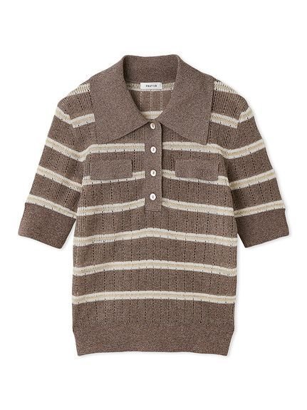 【フレイ アイディー/FRAY I.D】のアイレットシアーポロニット インテリア・キッズ・メンズ・レディースファッション・服の通販 founy(ファニー) 　ファッション　Fashion　レディースファッション　Fashion for Women　トップス・カットソー　Cut & Sew Tops　ニット　Knit Tops & Sweaters　アイレット　Eyelet Lace　シアー　Sheer, See-Through　スポーティ　Sporty, Casual Athletic　チェック　Check, Plaid, Tartan　トレンド　Trend, Trending Now　フラップ　Flap, Flap Pocket　ボーダー　Border, Stripe　モノトーン　Monotone, Black and White　エレガント 上品　Elegant　人気　Popular, Best Seller　今季　This Season, Current Season　BRW[058]|ID: prp329100004653920 ipo3291000000033639339