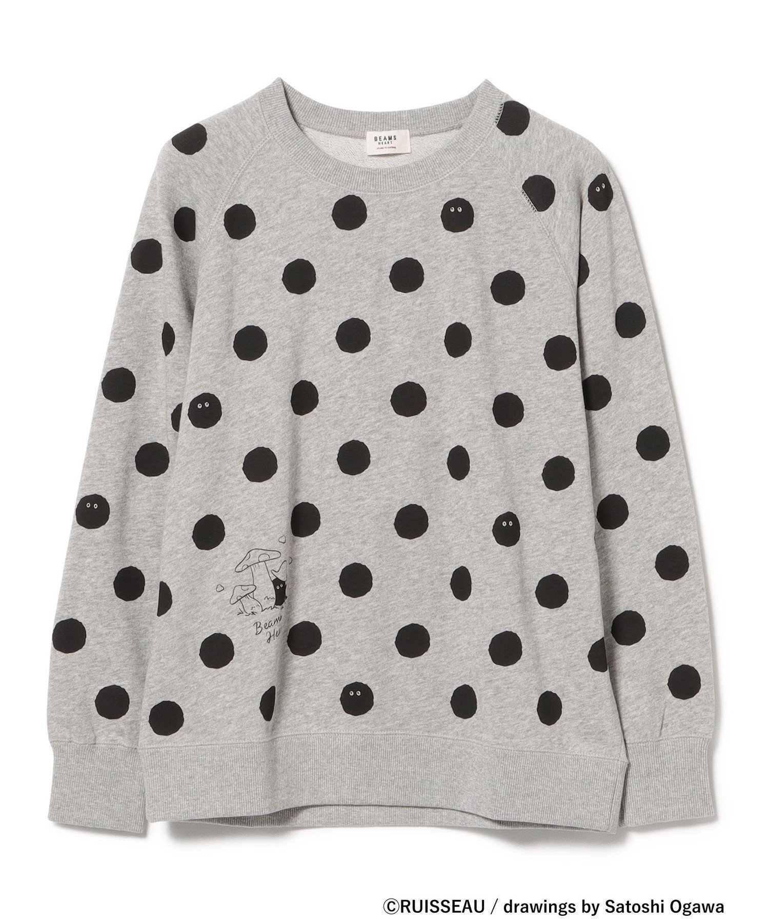 【ビームス ハート/BEAMS HEART】のマリモ ドット スウェット インテリア・キッズ・メンズ・レディースファッション・服の通販 founy(ファニー) 　ファッション　Fashion　レディースファッション　Fashion for Women　トップス・カットソー　Cut & Sew Tops　レディースパーカー・カジュアルフーディー　Casual Hoodies & Sweatshirts　スウェット・クルーネックトップス　Sweatshirts & Crewnecks / Relaxed Fit Sweat Tops　イラスト　Illustration　シンプル　Simple, Minimal　スウェット / スエット　Sweatshirt, Sweatwear　デニム　Denim, Jeans Material　ドット　Polka Dot, Dot Pattern　バランス　Balance, Style Balance　プリント　Print, Printed Pattern　ロング　Long, Long-Length　LIGHT GREY|ID: prp329100004654040 ipo3291000000033642528