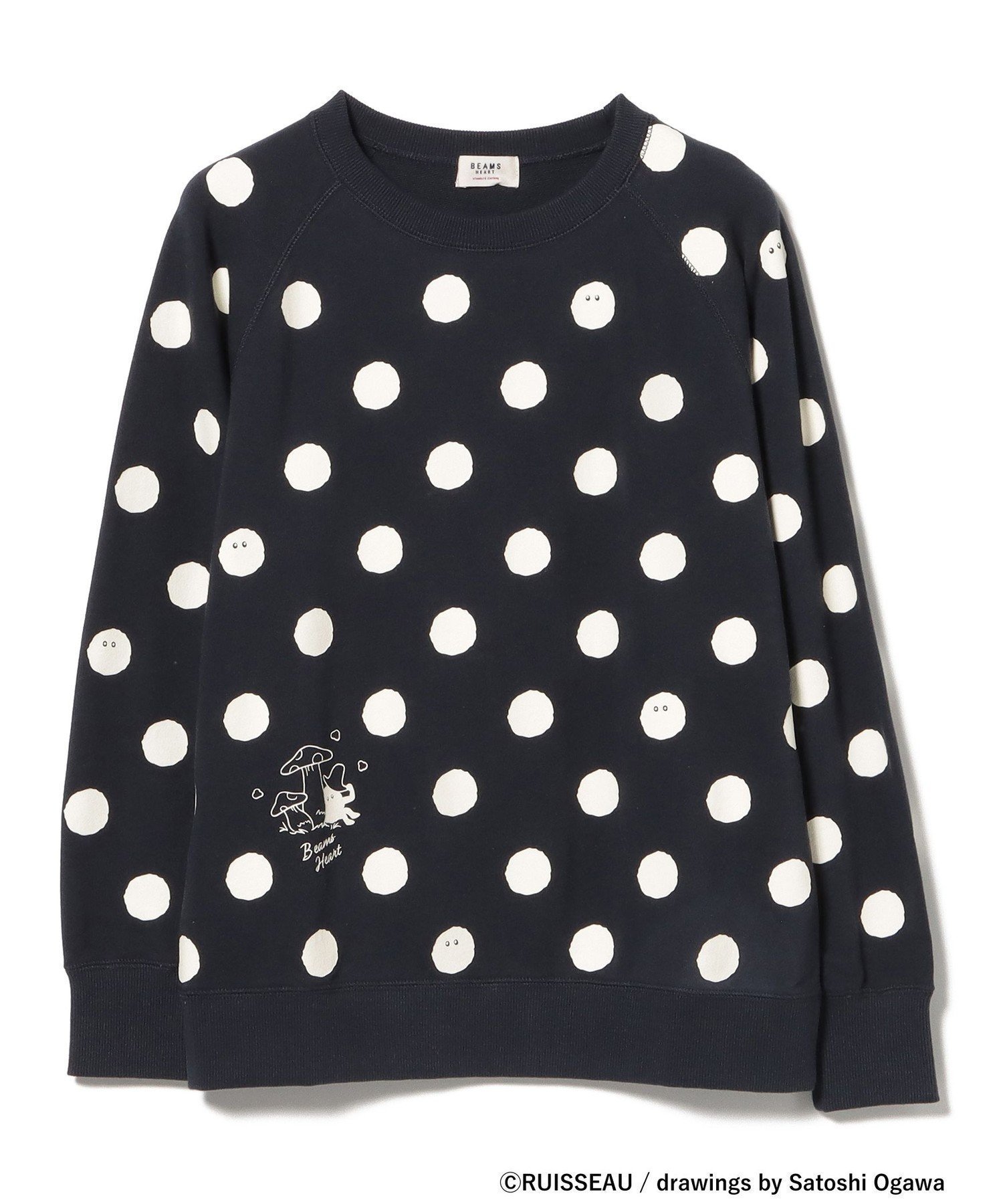 【ビームス ハート/BEAMS HEART】のマリモ ドット スウェット インテリア・キッズ・メンズ・レディースファッション・服の通販 founy(ファニー) 　ファッション　Fashion　レディースファッション　Fashion for Women　トップス・カットソー　Cut & Sew Tops　レディースパーカー・カジュアルフーディー　Casual Hoodies & Sweatshirts　スウェット・クルーネックトップス　Sweatshirts & Crewnecks / Relaxed Fit Sweat Tops　イラスト　Illustration　シンプル　Simple, Minimal　スウェット / スエット　Sweatshirt, Sweatwear　デニム　Denim, Jeans Material　ドット　Polka Dot, Dot Pattern　バランス　Balance, Style Balance　プリント　Print, Printed Pattern　ロング　Long, Long-Length　NAVY|ID: prp329100004654040 ipo3291000000033642530