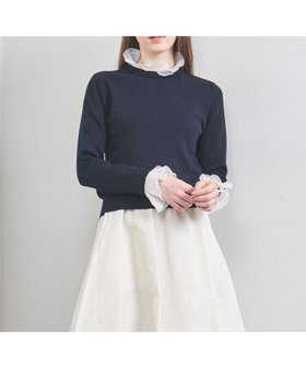 【ユナイテッドアローズ/UNITED ARROWS】 オーガンジー ラッフルフリル 4WAY ニット人気、トレンドファッション・服の通販 founy(ファニー) ファッション Fashion レディースファッション Fashion for Women トップス・カットソー Cut & Sew Tops ニット Knit Tops & Sweaters おすすめ Recommended / Our Picks オーガンジー Organza Fabric コンパクト Compact, Small Size シアー Sheer, See-Through シンプル Simple, Minimal デニム Denim, Jeans Material フェミニン Feminine, Girly フレア Flare, Flared |ID:prp329100004654142