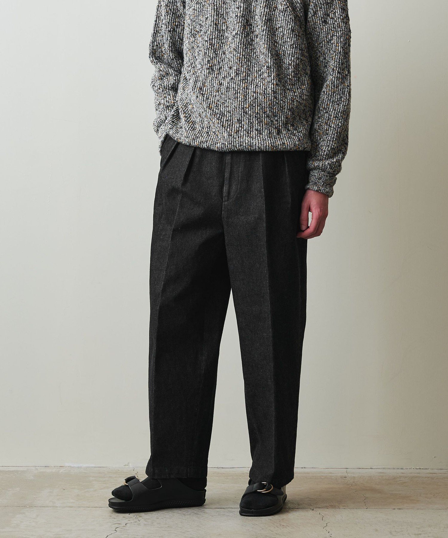 【ビューティ&ユース ユナイテッドアローズ/BEAUTY&YOUTH / UNITED ARROWS / MEN】のSteven Alan 13.5oz デニム インツープリーツ ドレス トラウザーズ インテリア・キッズ・メンズ・レディースファッション・服の通販 founy(ファニー) 　ファッション　Fashion　メンズファッション　Fashion for Men　スラックス　Slacks, Dress Pants　テーパード　Tapered, Tapered Pants　デニム　Denim, Jeans Material　ドレス　Dress, One-Piece　パターン　Pattern, Design Print　ワイド　Wide, Wide Fit　BLACK|ID: prp329100004654143 ipo3291000000033644751