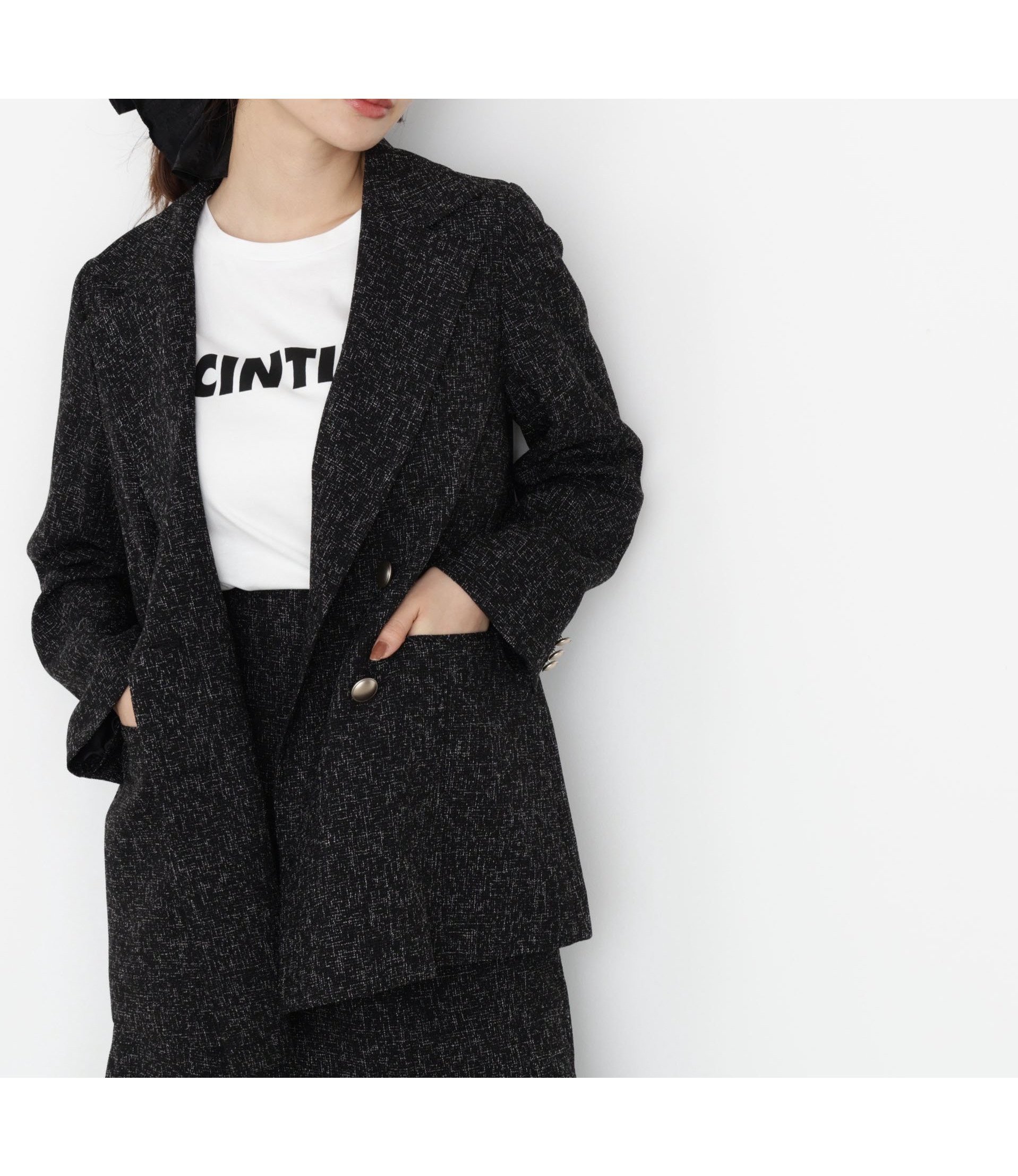 【プロポーション ボディドレッシング/PROPORTION BODY DRESSING】のゴールド釦ダブルブレストジャケット インテリア・キッズ・メンズ・レディースファッション・服の通販 founy(ファニー) 　ファッション　Fashion　レディースファッション　Fashion for Women　アウター　Coat / Outerwear Collection　レディースジャケット・軽アウター　Jackets　おすすめ　Recommended / Our Picks　ツイード　Twill, Twill Weave　トレンド　Trend, Trending Now　パターン　Pattern, Design Print　定番　Standard, Basic Item　秋　Autumn　ブラックミックス1|ID: prp329100004654186 ipo3291000000033645889