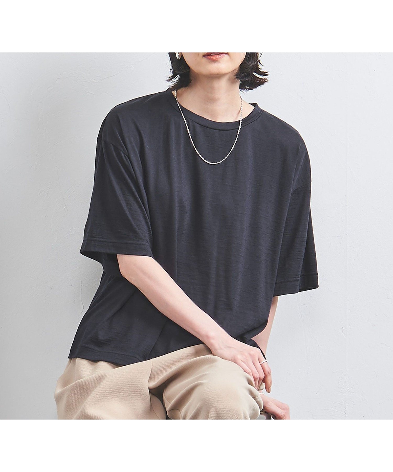 【ユナイテッドアローズ/UNITED ARROWS】のクルーネック カットソー 5SL インテリア・キッズ・メンズ・レディースファッション・服の通販 founy(ファニー) 　ファッション　Fashion　レディースファッション　Fashion for Women　トップス・カットソー　Cut & Sew Tops　カットソー・ベーシックTシャツ　Cut-and-Sewn Tops / Stretch Tees & Basics　インナー　Innerwear　カットソー　Cut and Sewn Top　キャミソール　Camisole, Spaghetti Strap Top　サロペット　Overalls, Salopette　ショルダー　Shoulder, Shoulder Strap　シンプル　Simple, Minimal　ドロップ　Drop Shoulder, Dropped Style　ボトム　Bottoms, Lower Wear　夏　Summer　秋　Autumn　NAVY|ID: prp329100004654188 ipo3291000000033645992