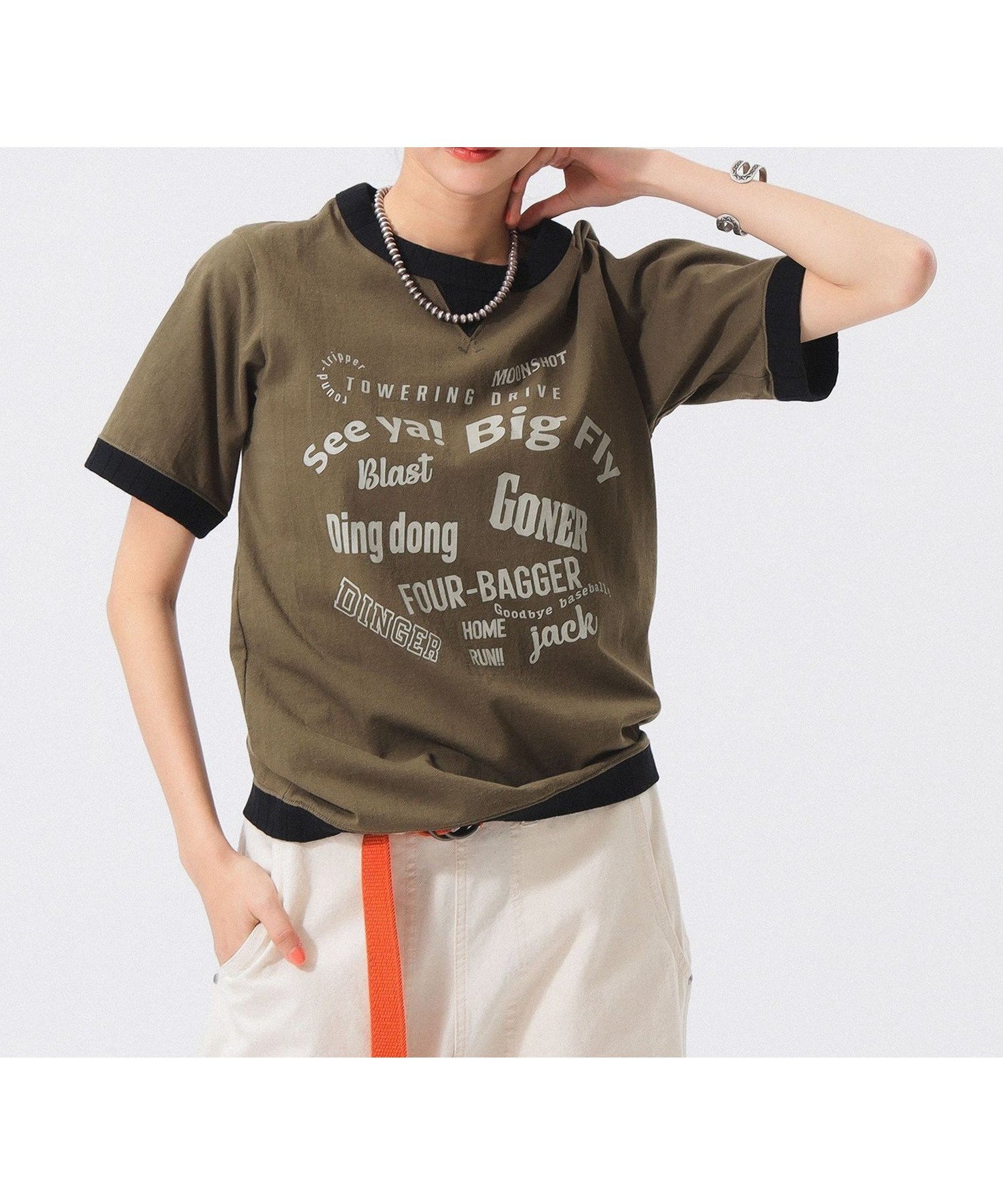 【ビームス ウイメン/BEAMS】の【別注】Jackman / リンガー リブ Tシャツ 25SS インテリア・キッズ・メンズ・レディースファッション・服の通販 founy(ファニー) 　ファッション　Fashion　レディースファッション　Fashion for Women　トップス・カットソー　Cut & Sew Tops　シャツ・ブラウス・オフィスカジュアル　Elegant Blouses & Button-Ups　ロングTシャツ・Tシャツ　Longline T-Shirts & Tees　インナー　Innerwear　ウェーブ　Wavy Pattern　シンプル　Simple, Minimal　デニム　Denim, Jeans Material　プリント　Print, Printed Pattern　別注　Limited Edition, Custom Order　おすすめ　Recommended / Our Picks　2025年　2025　2025春夏・S/S　Spring/Summer 2025 SS25　OLIVE|ID: prp329100004654189 ipo3291000000033646010