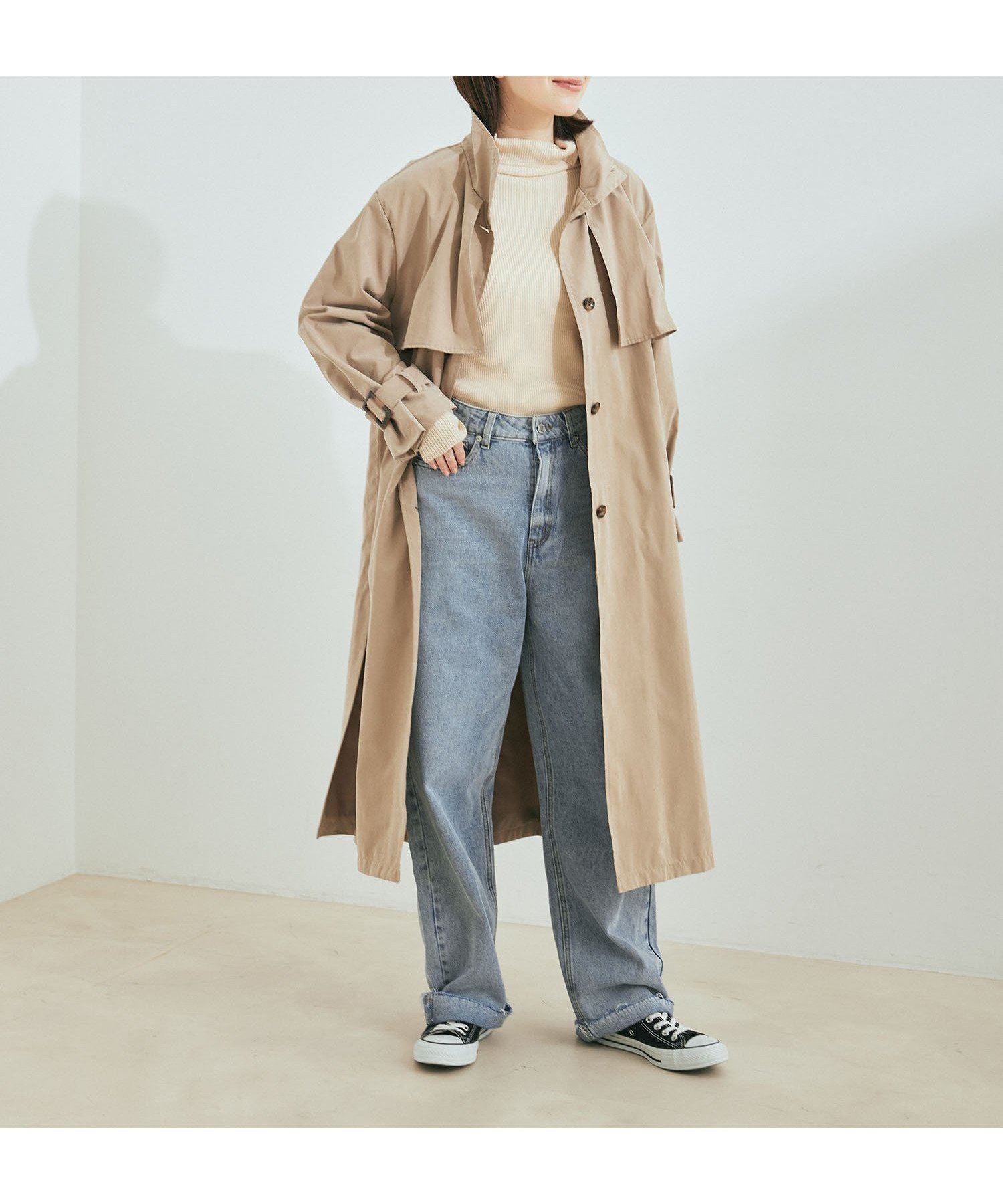 【ジャイロ/JAYRO】の胸ヨークスタンドカラーコート インテリア・キッズ・メンズ・レディースファッション・服の通販 founy(ファニー) 　ファッション　Fashion　レディースファッション　Fashion for Women　アウター　Coat / Outerwear Collection　コート・ロングコート・ピーコート　Long Coats, Peacoats & More　スタンド　Stand Collar, Upright Stand　スリーブ　Sleeve, Long Sleeve / Short Sleeve　デニム　Denim, Jeans Material　ピーチ　Peach, Soft Touch　ポケット　Pocket, Pocket Detail　マニッシュ　Mannish, Boyish　ヨーク　Yoke, Yoke Design　ロング　Long, Long-Length　定番　Standard, Basic Item　春　Spring　秋　Autumn　ベージュ(27)|ID: prp329100004654236 ipo3291000000033976650