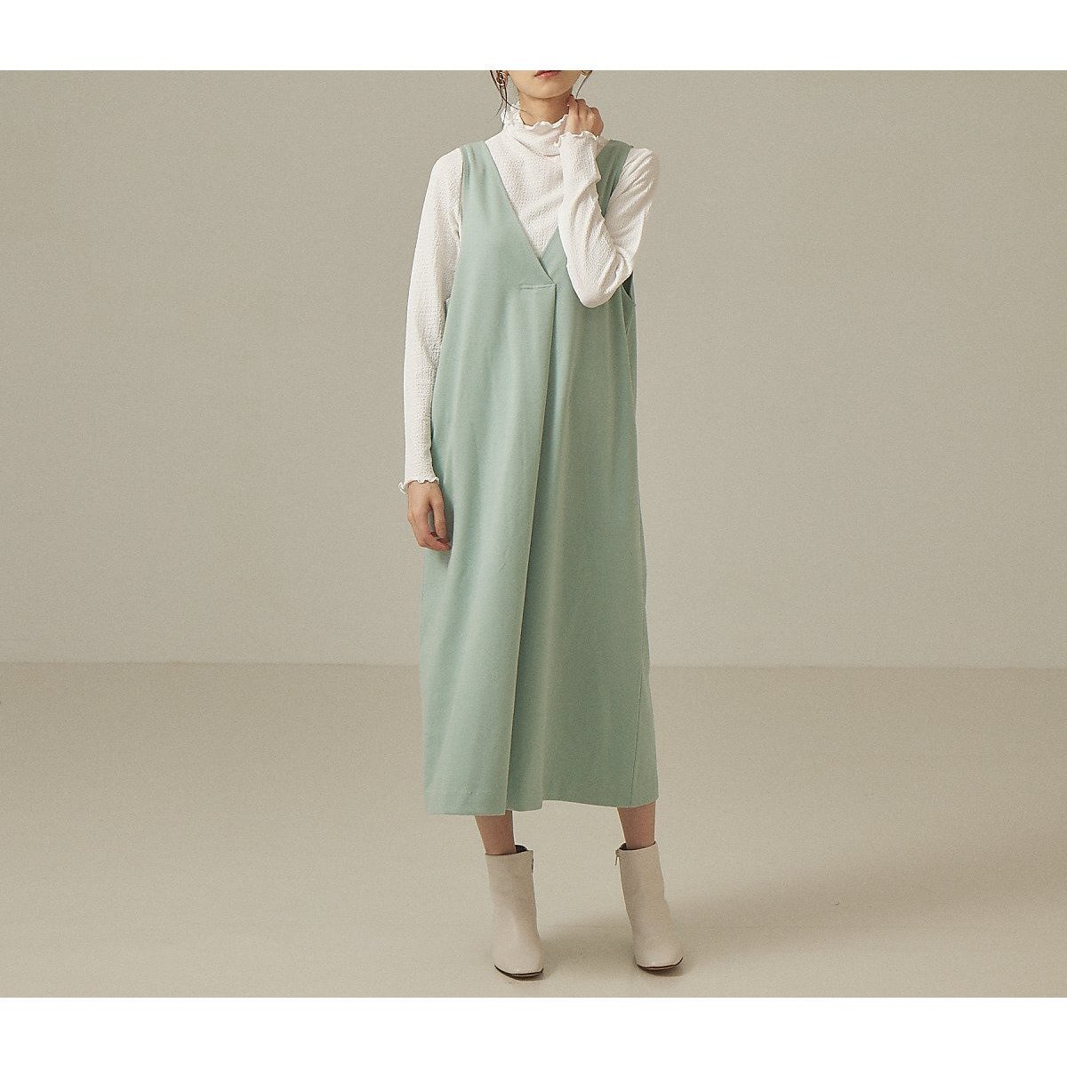 【アバハウスマヴィ/abahouse mavie】の【前後着用可】カルゼジャージーワンピース インテリア・キッズ・メンズ・レディースファッション・服の通販 founy(ファニー) 　ファッション　Fashion　レディースファッション　Fashion for Women　ワンピース　Dresses　ストレッチ　Stretch, Stretchy Fabric　ポケット　Pocket, Pocket Detail　ロング　Long, Long-Length　セージグリーン|ID: prp329100004654258 ipo3291000000033648400