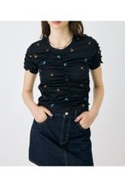 【マウジー/moussy】の【WEB限定】FLORAL RANDOM ギャザーTシャツ 人気、トレンドファッション・服の通販 founy(ファニー) ファッション Fashion レディースファッション Fashion for Women トップス・カットソー Cut & Sew Tops シャツ・ブラウス・オフィスカジュアル Elegant Blouses & Button-Ups ロングTシャツ・Tシャツ Longline T-Shirts & Tees おすすめ Recommended / Our Picks カーゴパンツ Cargo Pants, Utility Pants ギャザー Gathered, Ruffled デニム Denim, Jeans Material フロント Front, Front Design ランダム Random, Irregular 人気 Popular, Best Seller 再入荷 Restock / Back in Stock thumbnail BLK|ID: prp329100004654268 ipo3291000000033648849