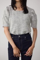 【アズール バイ マウジー/AZUL by moussy】のカットツイード袖ギャザートップス IVOY3|ID: prp329100004654269 ipo3291000000033833820