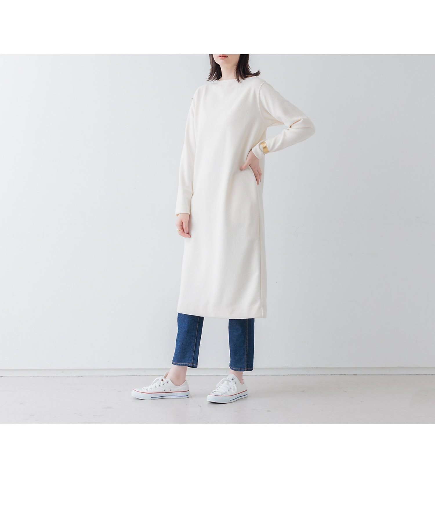 【コレックス/collex】のブークレー風ダンボールワンピース インテリア・キッズ・メンズ・レディースファッション・服の通販 founy(ファニー) 　ファッション　Fashion　レディースファッション　Fashion for Women　ワンピース　Dresses　おすすめ　Recommended / Our Picks　シンプル　Simple, Minimal　ストレッチ　Stretch, Stretchy Fabric　ダブル　Double, Double-Breasted　テクスチャー　Texture, Textured Fabric　フラット　Flat, Flat Shoes　ポケット　Pocket, Pocket Detail　エレガント 上品　Elegant　ホワイト|ID: prp329100004654276 ipo3291000000033649098